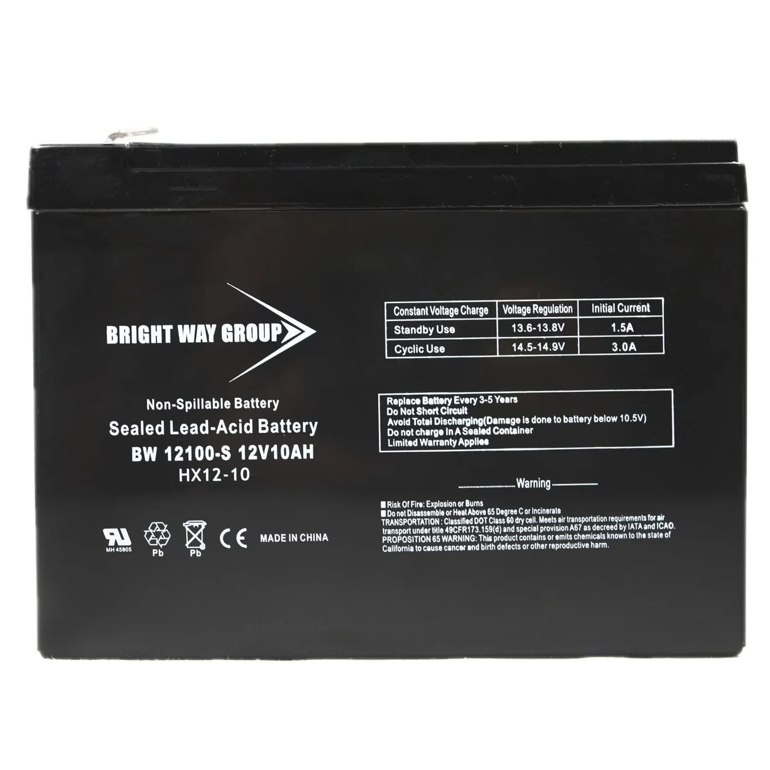 Bright Way Group BW 12100 F2 (0186) BWG 12100-S F2 Sealed Lead Acid Battery