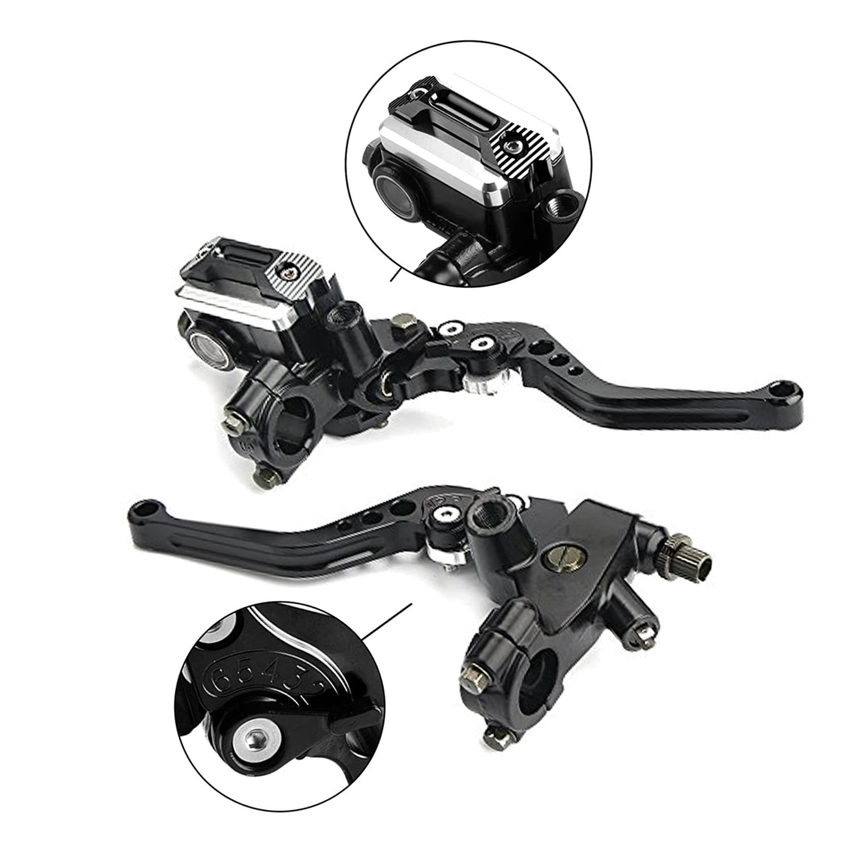 Lisylineauto Motorcycle Brake Lever 7/8" 22Mm Handlebar Brake Master Cylinder Clutch Lever Left & Right Set Compatible With Harley Honda Kawasaki Suzuki Yamaha Black