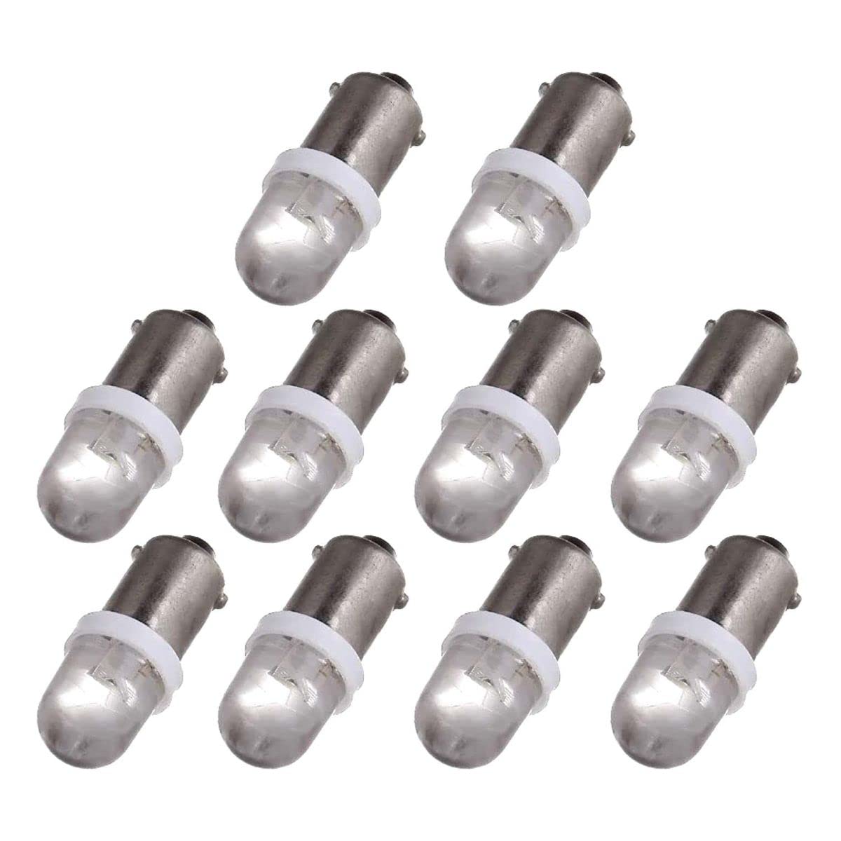 Cciyu 10X Xenon White Ba9S Led Lamp Instrument Cluster Panel Dash Light Bulbs Bayonet 56-76 For Ford For Dashboard Gauge Cluster Speedometer Odometer Map Light 3886X 3893 6253 64111 64113 64115 756