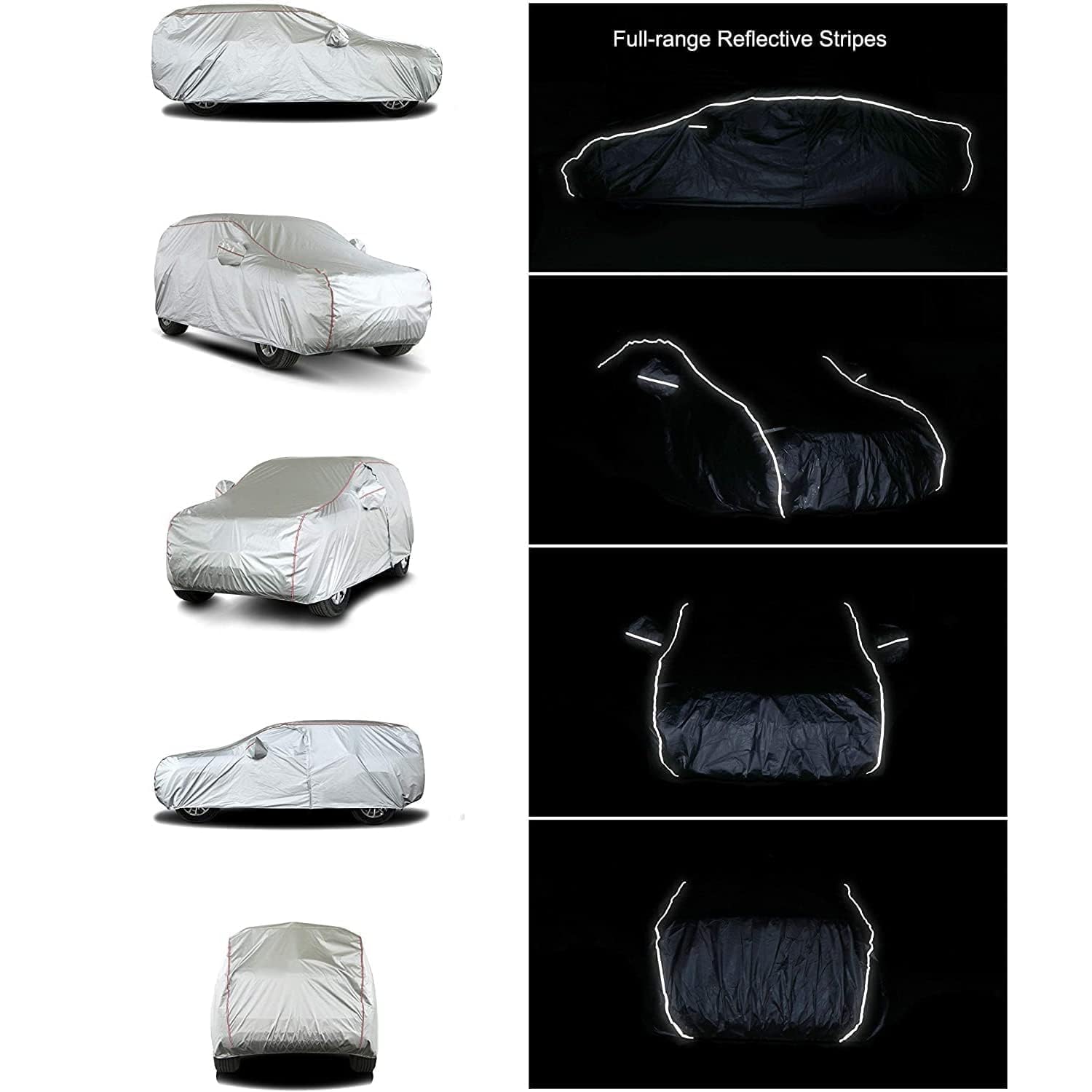 Tecoom Hard Shell Zipper Design Waterproof Uv-Proof Windproof Car Cover For All Weather Indoor Outdoor Fit 206-215 Inches Full-S