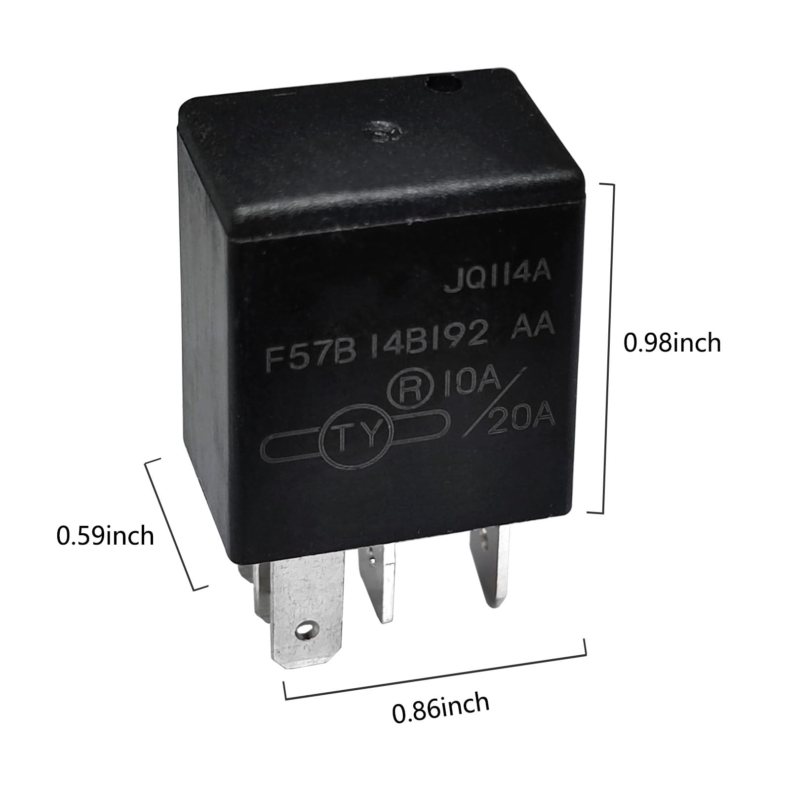 Relay F57B14B192AA (Set of 2), 10A/20A 12VDC 5Pins Automotive Relay F57B 14B192 AA - OEM Replacement, Compatible for Select Ford
