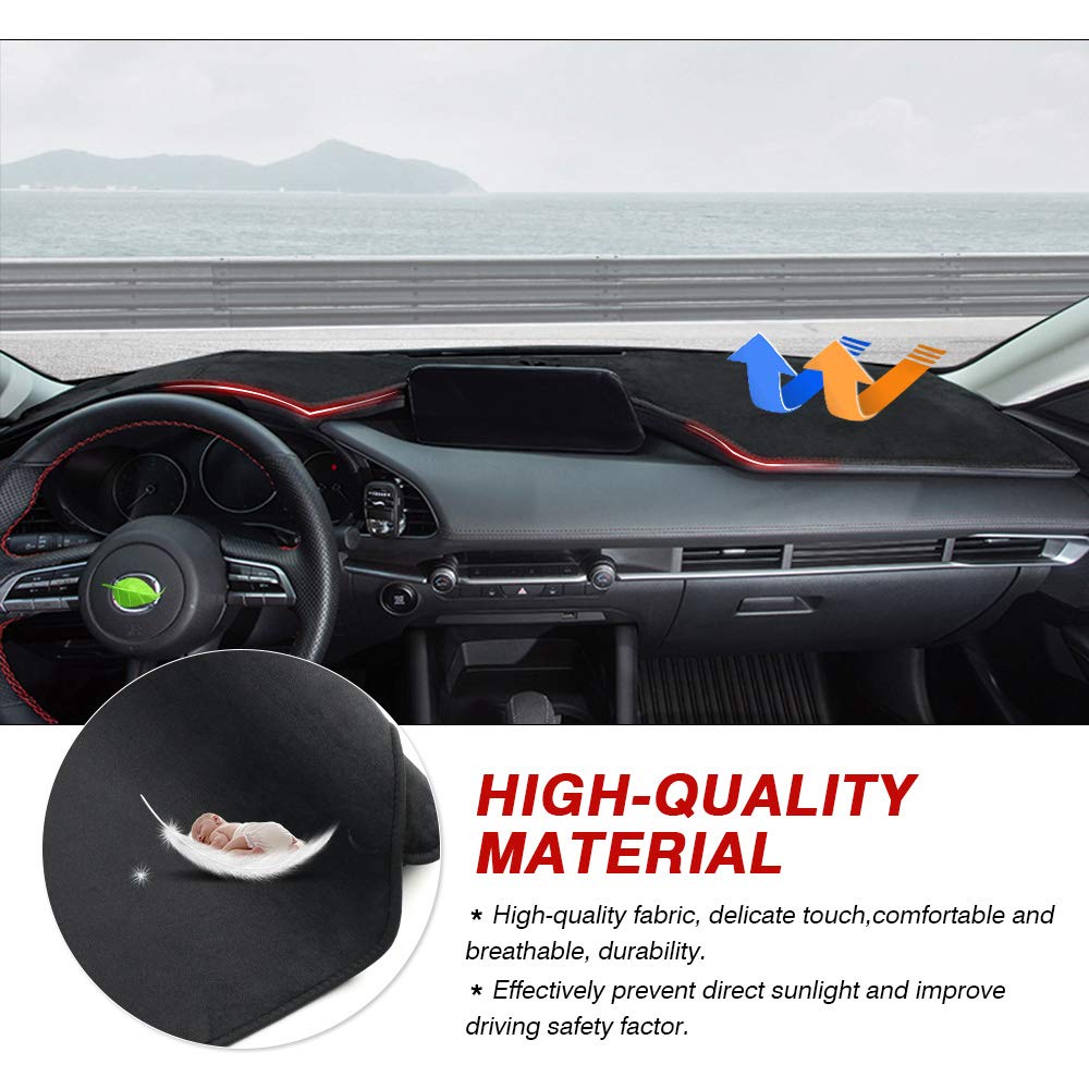 Autorder Dashboard Cover Mat For Mazda 3 2019-2025 Accessories Dash Cover Flannel Dash Mat Sunshade Glare Uv Rays Protector (Without Hud)