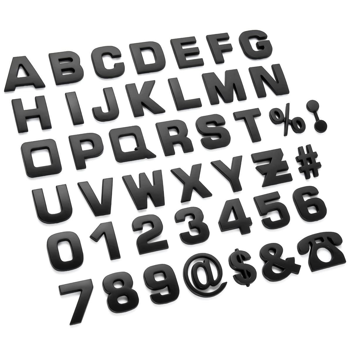 Lamoutor 43Pcs Car Emblem Letters Sticker Diy 3D Chrome Number Symbol Badge Decal(Black)
