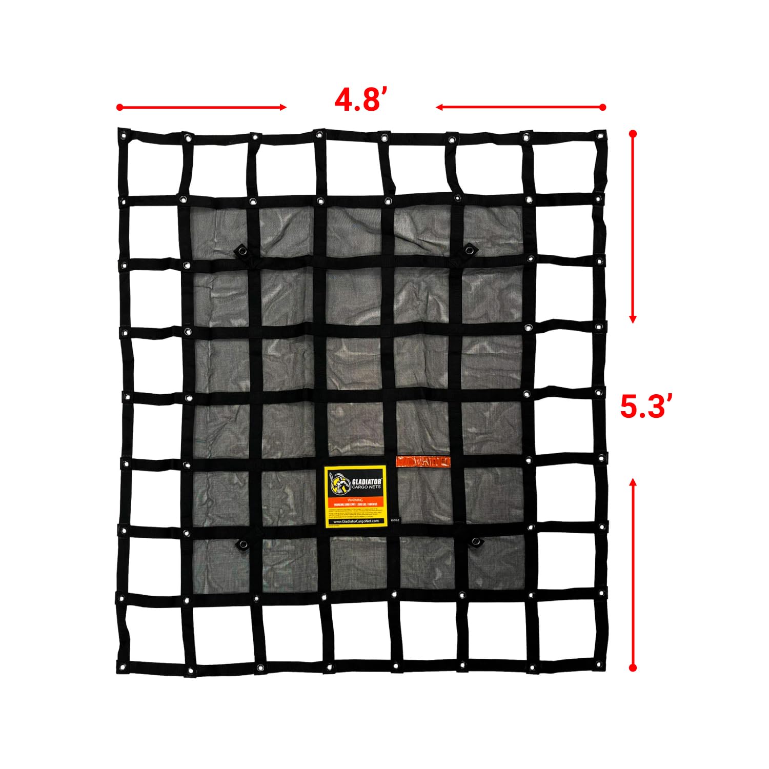 Gladiator Cargo Nets- Heavy Duty Cargo Net -Truck Accesories-Truck Organizer -Bed Cover-Interior- Roof Rack-Trunk Organizer-Cargo Net Offroad-Suv -Rubicon -Camping-(Wll)1,500 Lbs (Grn-100) 4.8' X 5.3'