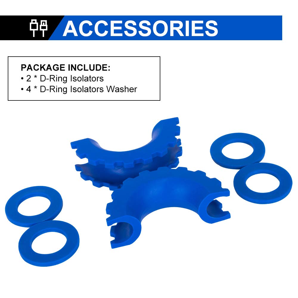 Bunker Indust D Ring/Shackle Isolator Kit,1 Pair Blue D-Ring Isolator And 4 Pcs Washers Dring Cover Fit For 3/4'' Shackle Hooks