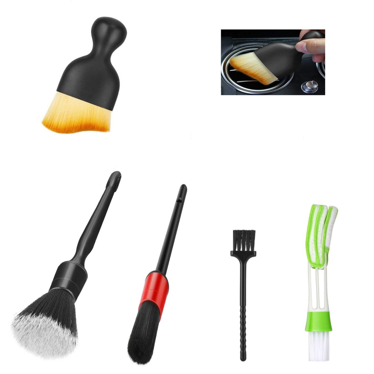 Fitosy Car Detailing Brushes Duster Cleaning Kits, Soft Hair Dashboard Air Vent Crevice Dusting Detail Cleaner Interior Accessor