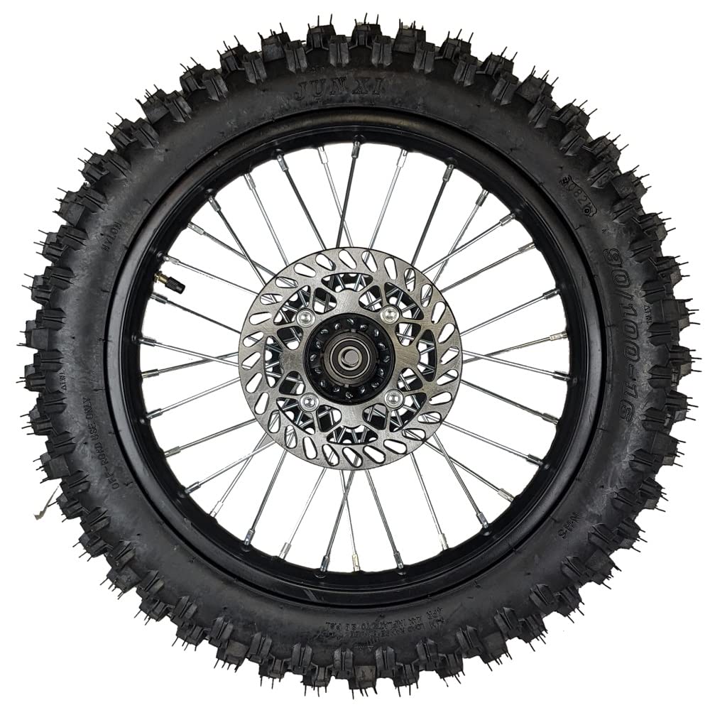 16' Rear Wheel Tire Assembly Includes Brake Rotor And 428 Sprocket For Dirt Pit Bike 90/100-16 125Cc 140Cc 150Cc Apollo Rxf 150 Ssr Xr Crf Taotao (16 Inch)
