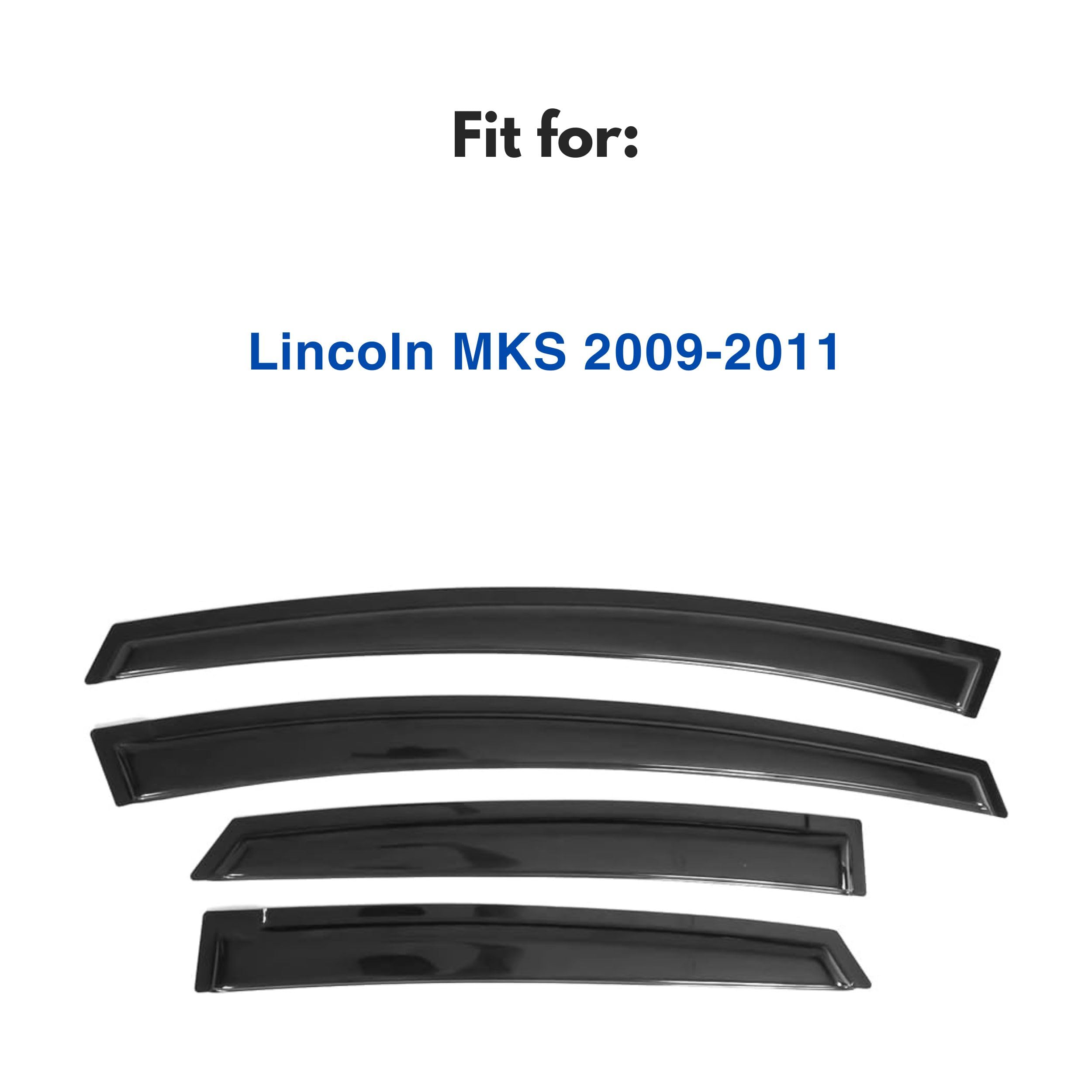 Ig Window Visor For Lincoln Mks 2009-2011, Rain Guard Tape-On Extra Durable Side Vent Window Deflector, 2009 2010 2011