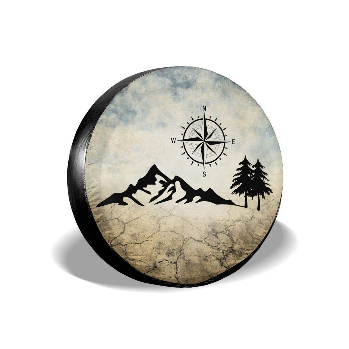 Cozipink Nature Mountain Compass Spare Tire Cover Wheel Protectors Weatherproof Universal For Trailer Rv Suv Truck Camper Travel