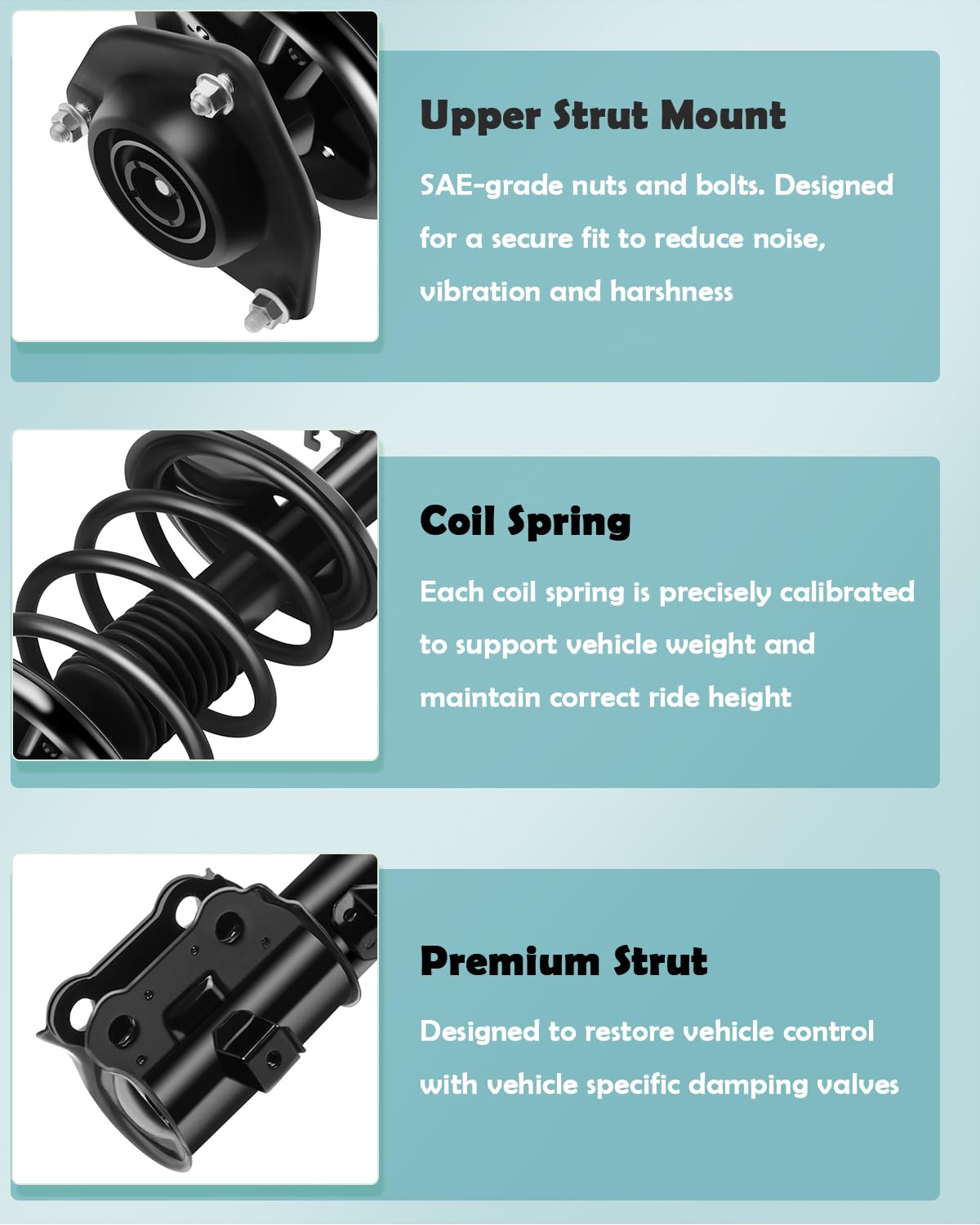 Scitoo Front Complete Struts Spring Assembly Rear Shocks Struts Fits 2004-2009 For Kia Spectra 2009 For Kia Spectra5 Quick Strut