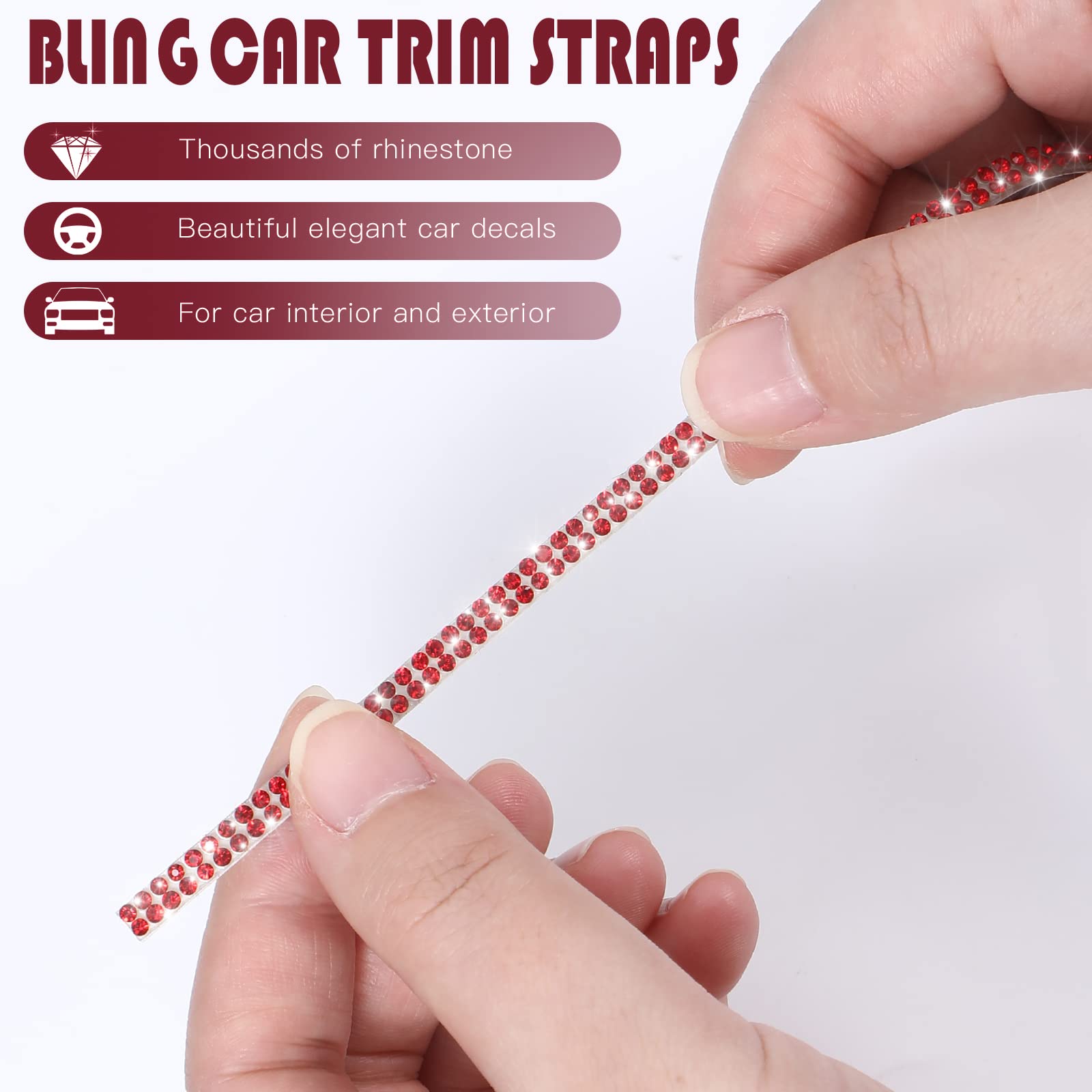 Bling Car Trim Self Adhesive Bling Car Interior Exterior Accessories Car Accessories For Women Car Dashboard Decorations Rhinest