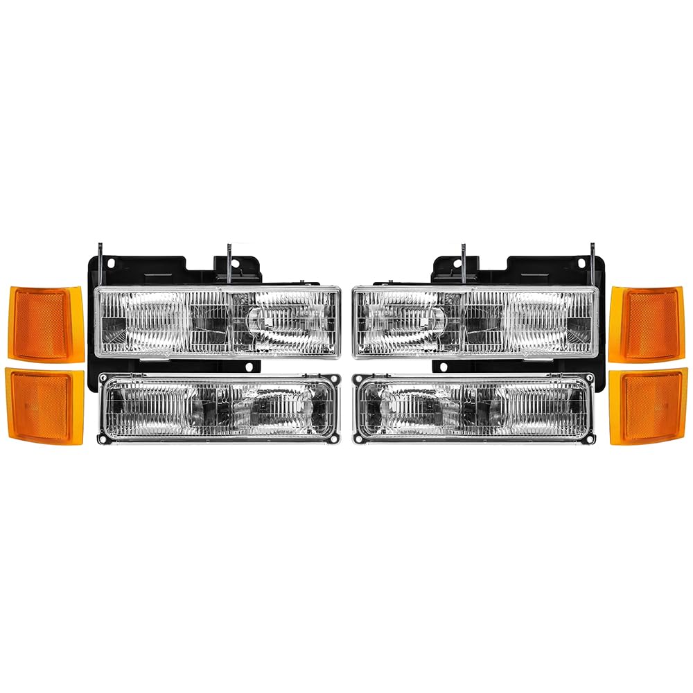 EPIC LIGHTING OE Spec-B-A Replacement Halogen Headlights Signal Lights Side Markers Black Trim Compatible with CHEVROLET 94-00 B