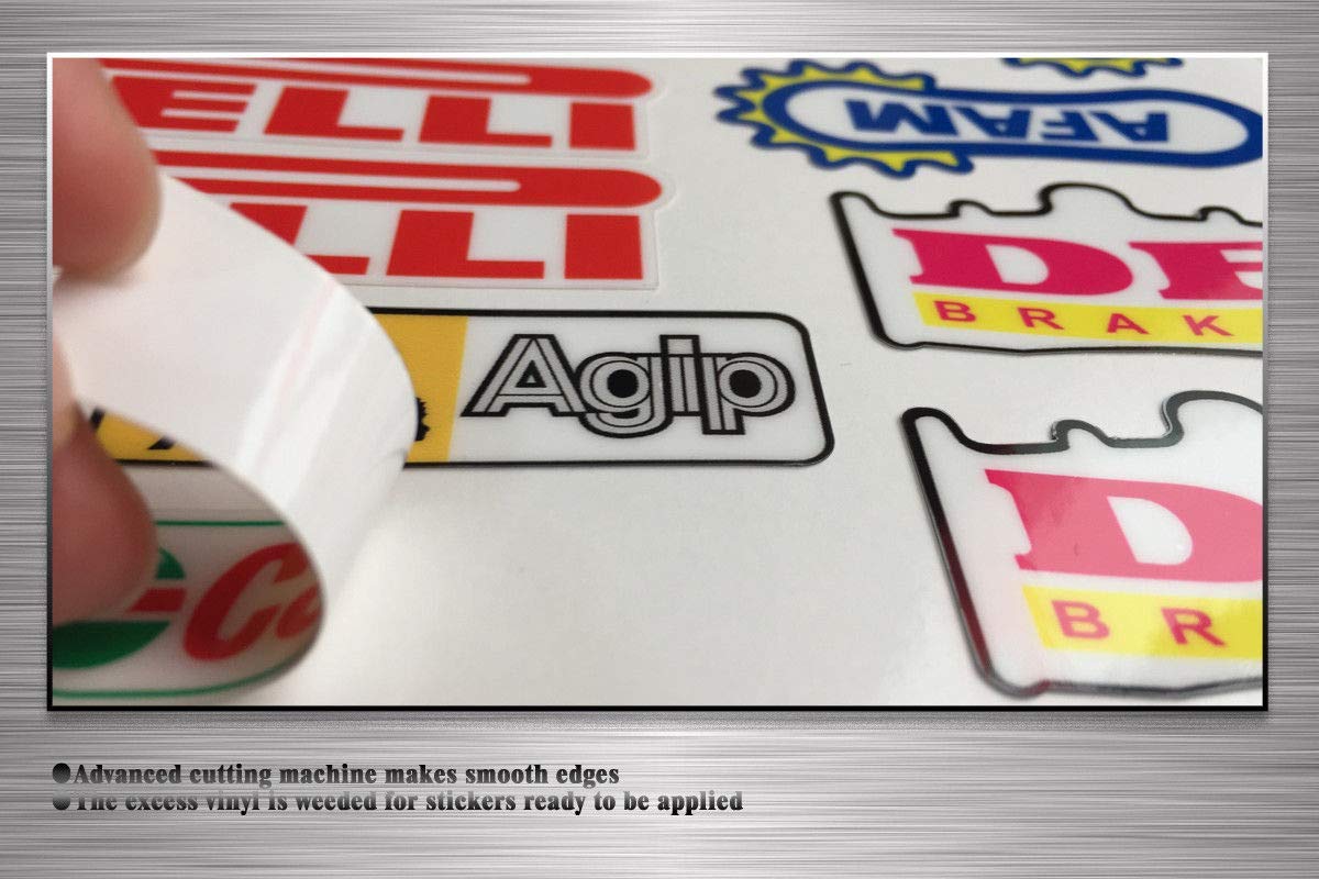 Kungfu Graphics Micro Sponsor Logo Racing Sticker Sheet Universal (7.2X 10.2 Inch), White, Mss (7)