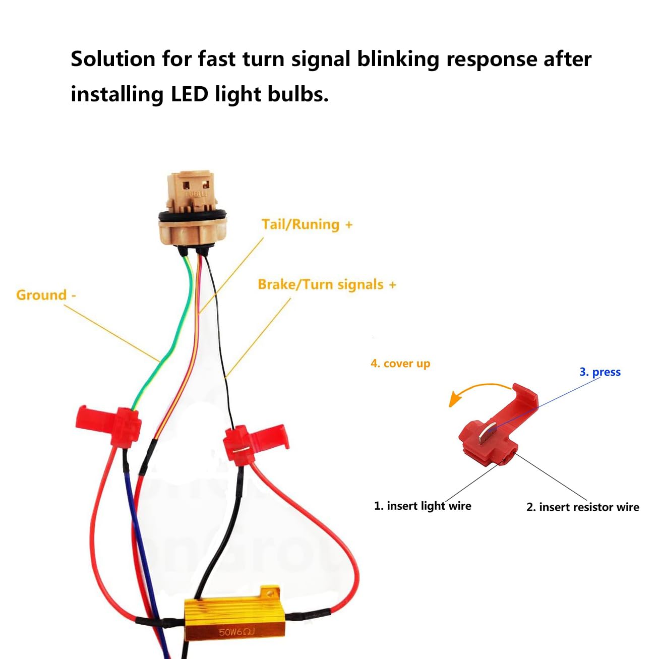 Aaron 4Pcs 50W 6ohm Load Resistors - Fix LED Bulb Fast Hyper Flash Turn Signal Blink Error Code (Resistors get very hot during w