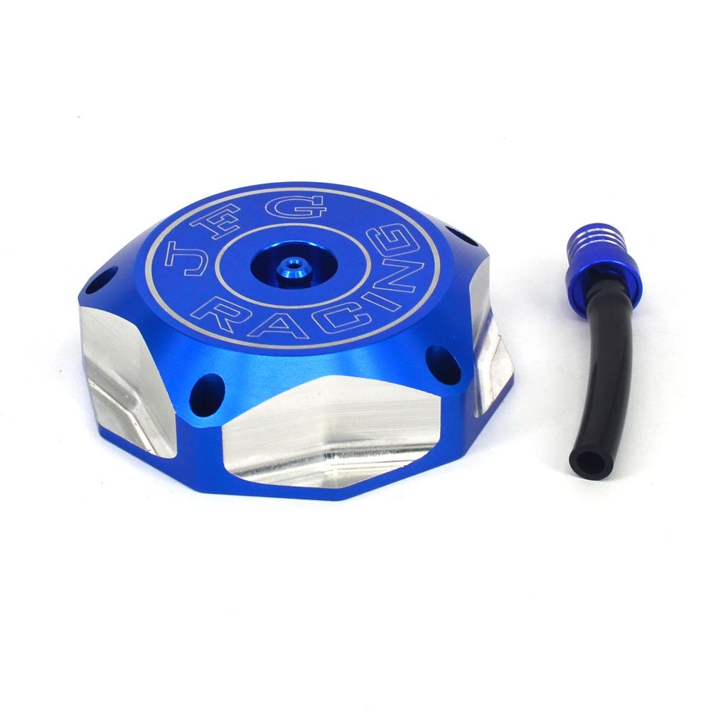 JFG RACING Billet Gas Fuel Tank Cap with Vent Hose For YZ85 04-23 YZ125 YZ250 04-23 YZ250F YZ450F 04-13 WR250F WR450F Blue