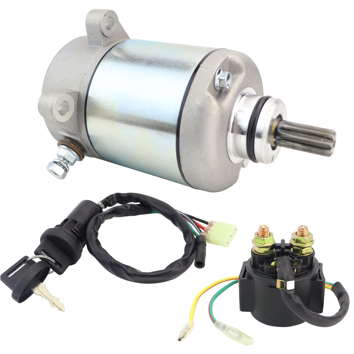 Stabsoli Starter Motor & Solenoid Relay & Ignition Switch For Honda Recon 250 Trx250 97-01, Trx250Te 02-04, Trx250Tm 02-04 / Sportrax 250 Trx250Ex 01-08, Trx250X 09-20 31200-Hm8-003 31200-Hm8-A41