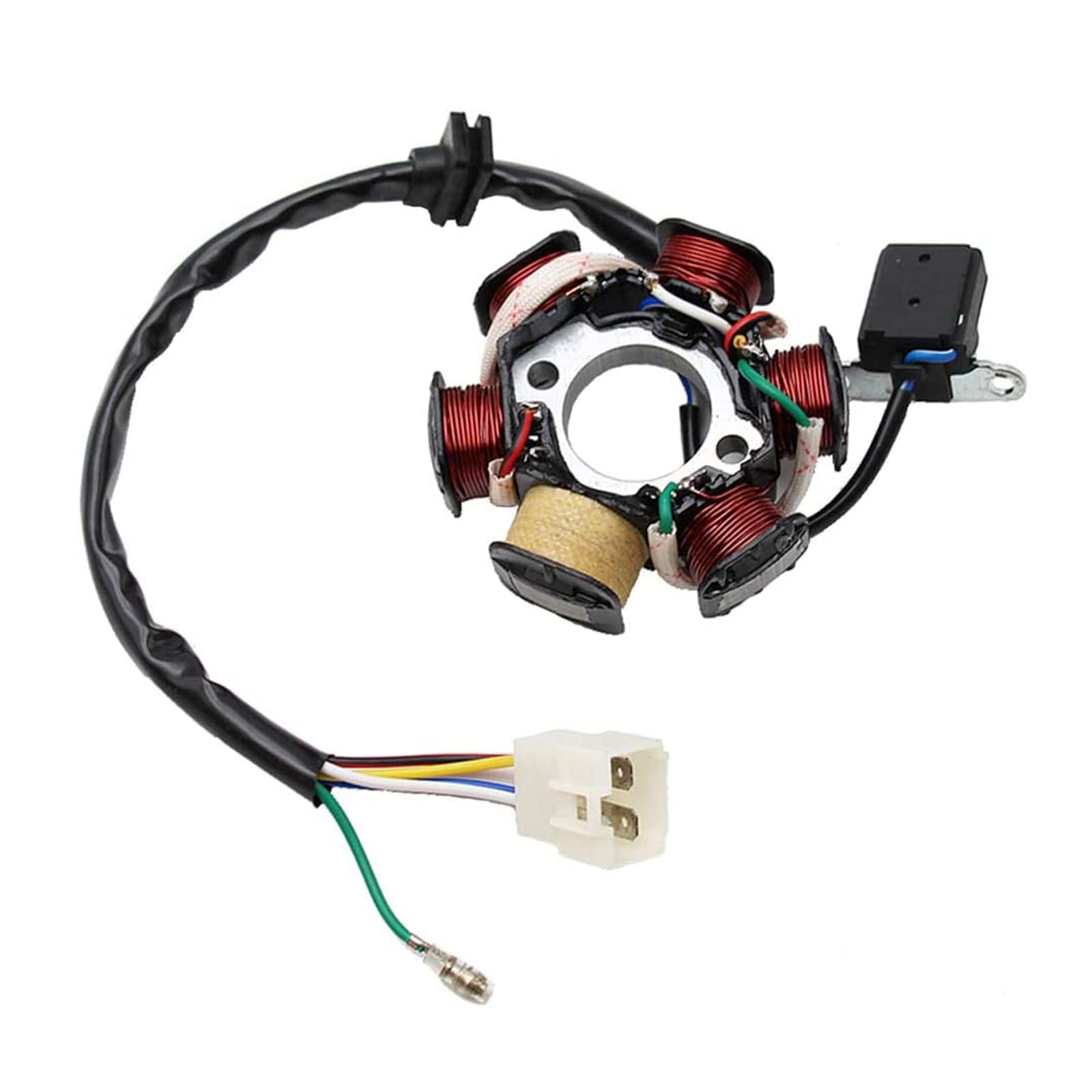 Pro Bat 6 Coils 5 Wires Stator Magneto Atv Magneto Stator Plate With Male Plug For 50Cc 70Cc 90Cc 110Cc 125Cc Engine Chinese Scooter Dirt Bike Taotao Sunl Roketa