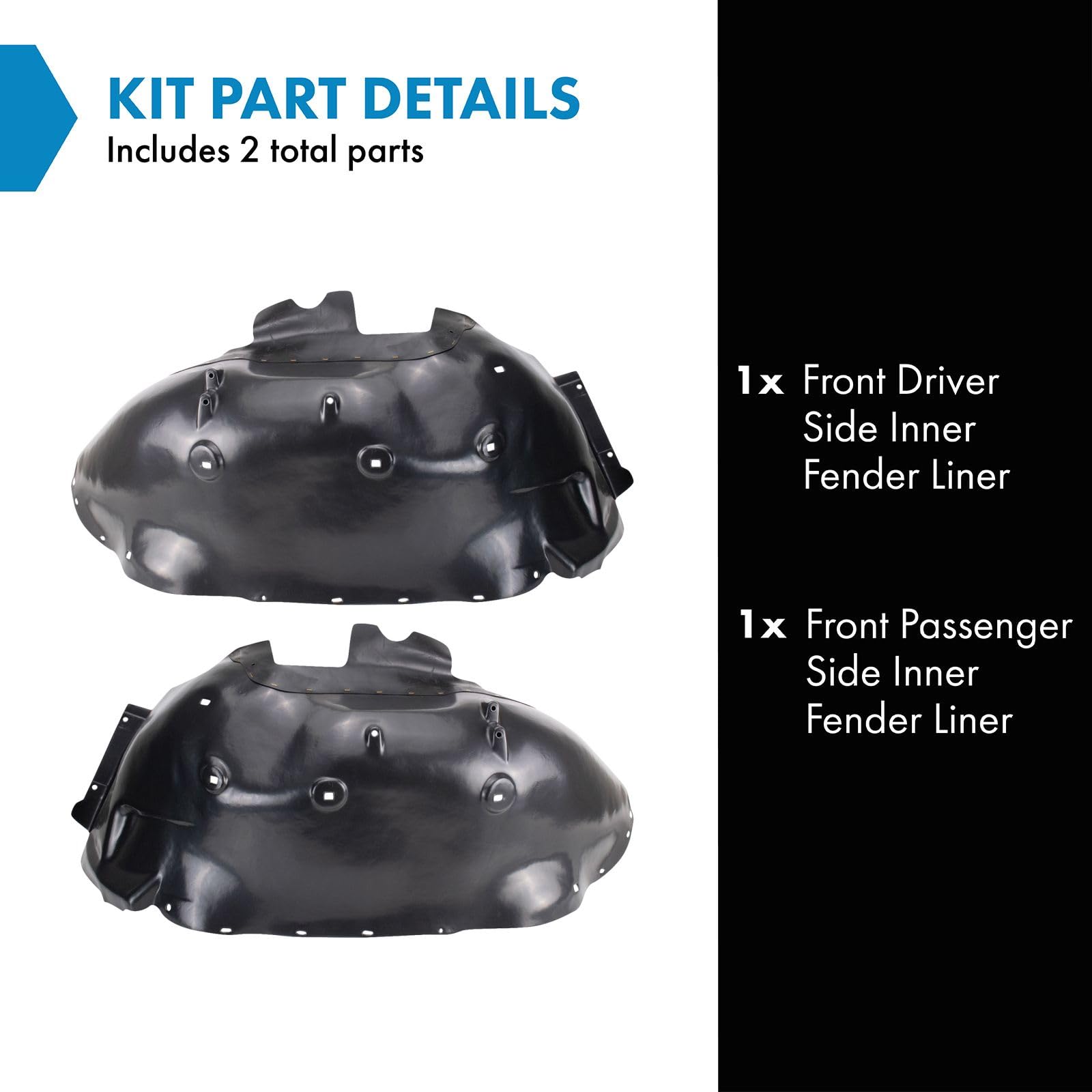 Trq Front Inner Fender Liner Set Compatible With 2011-2014 Chevrolet Silverado 2500 Hd Gm1248232 Gm1249232