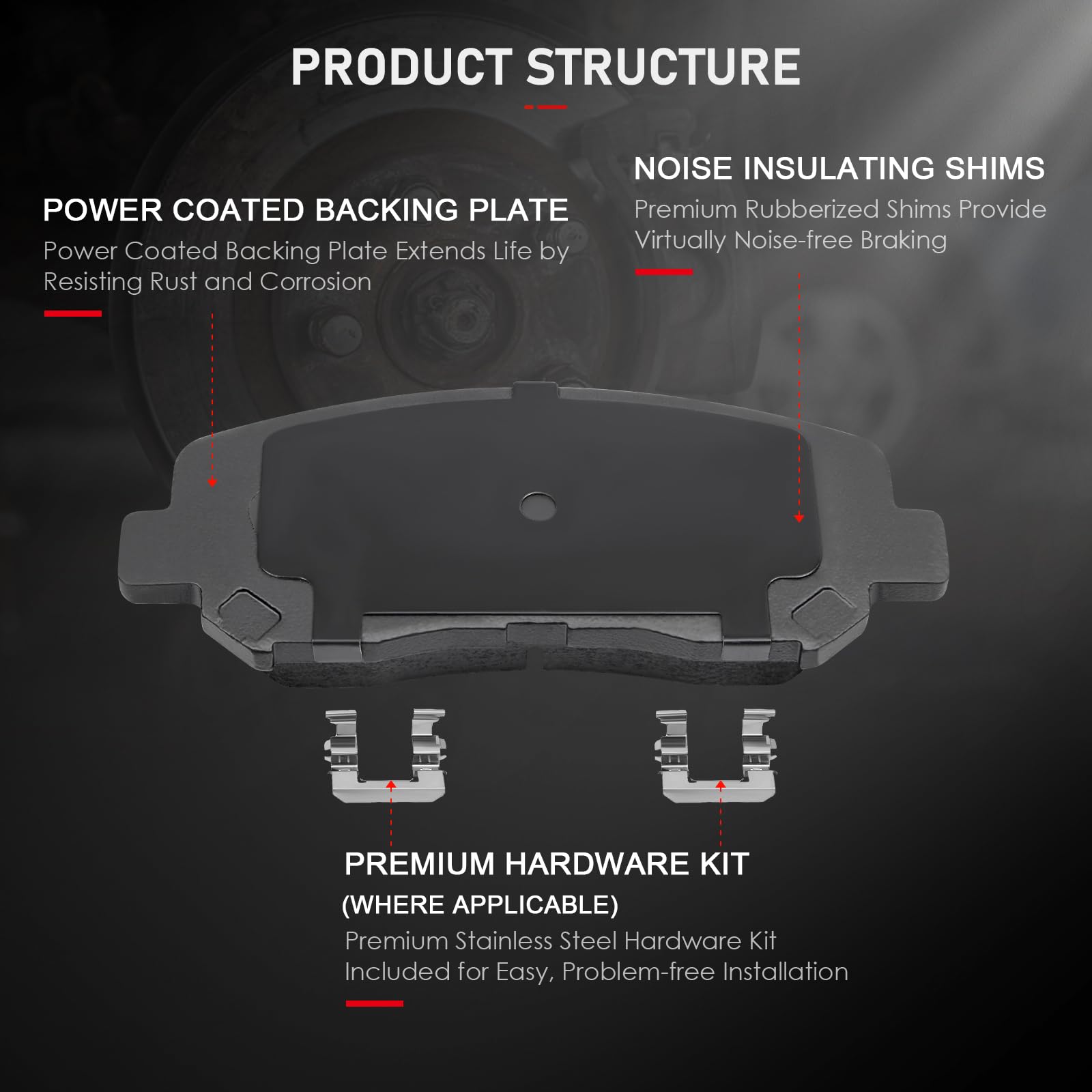Cciyu D1623 4Pcs Front Ceramic Brake Pads Kits 2015-2016 For Chrysler 200,2013-2016 For Dodge Dart