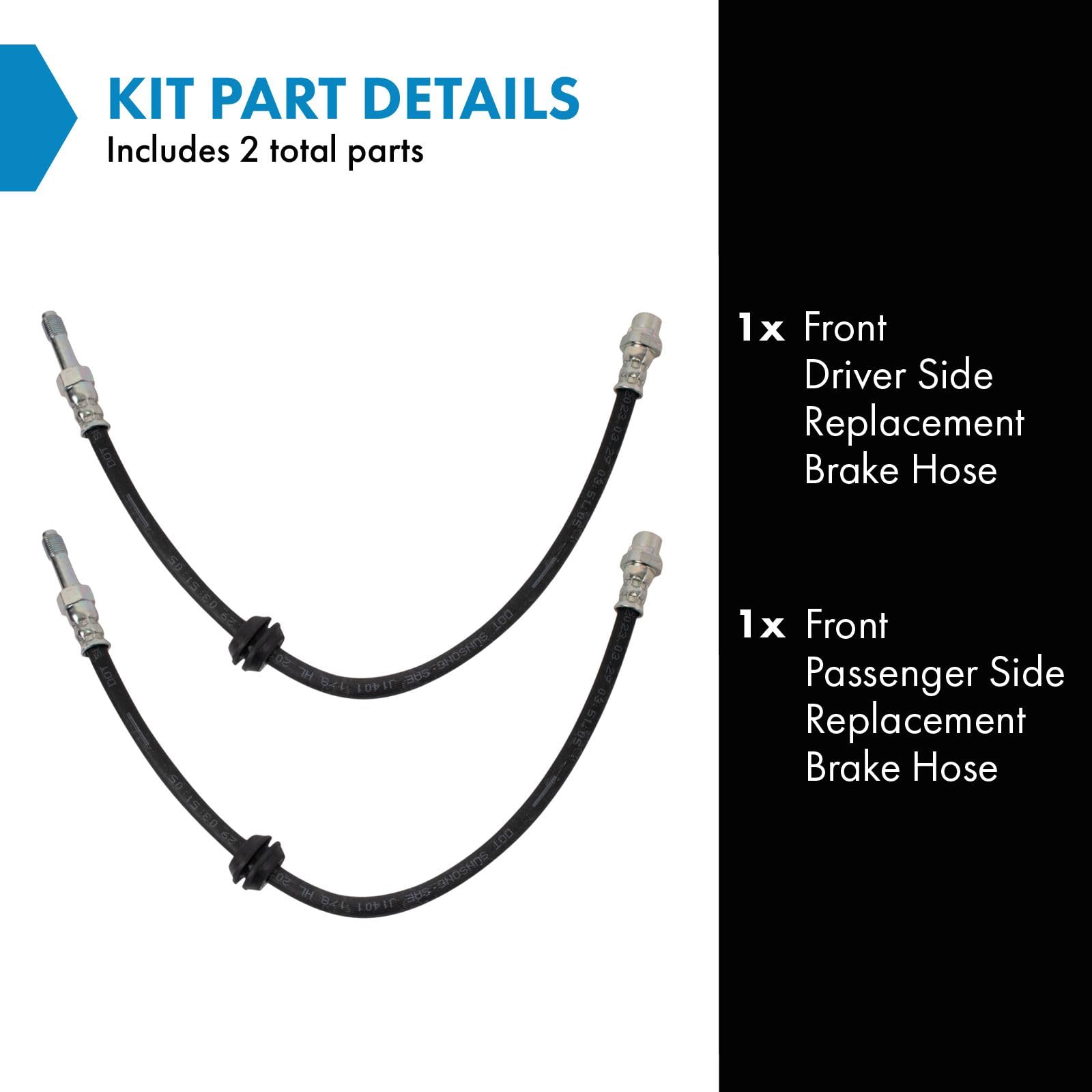 Trq Front Brake Hose Set Compatible With 2000 Bmw 323Ci 1999-2000 323I 2001-2006 325Ci 2001-2005 325I 328Ci 328I 1999 328Is 330C