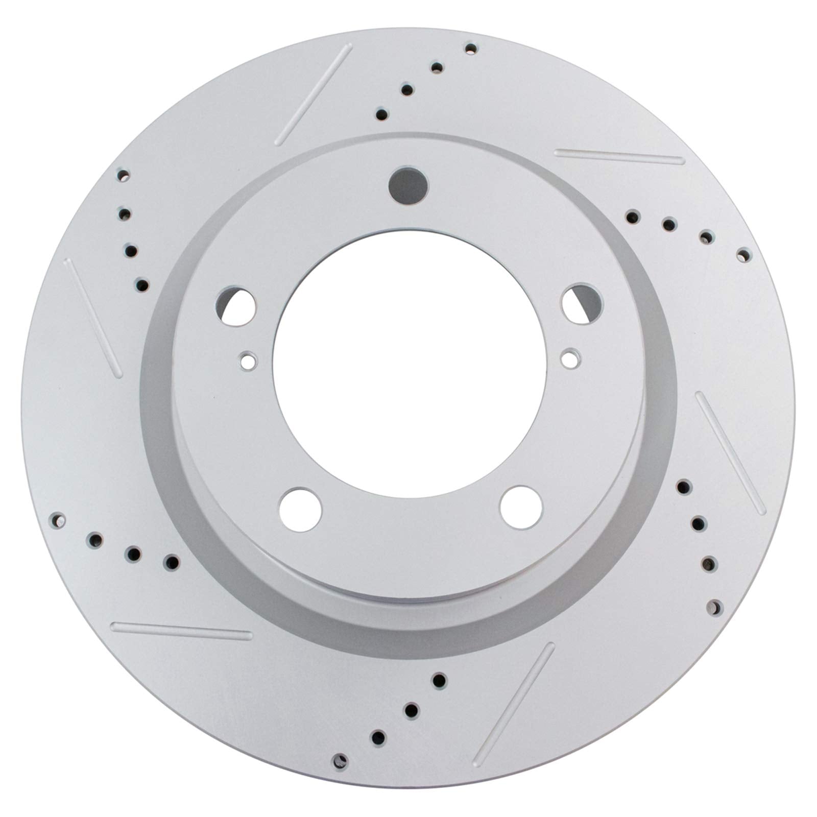 Trq Front Performance Brake Rotors Set Vented Premium G-Coated Cross Drilled & Slotted Compatible With 2016-2021 Lexus Lx570 Toy