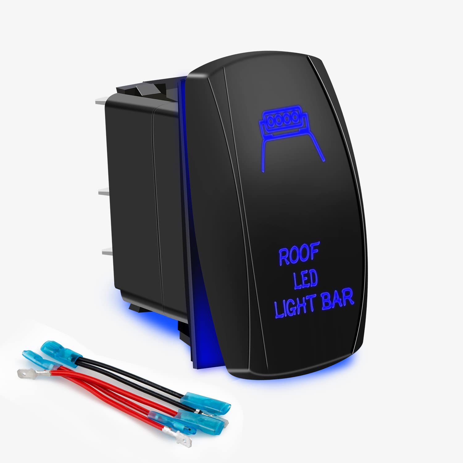 Roof Led Light Bar Rocker Switch 5Pin Laser On/Off Blue Led Light 20A/12V 10A/24V Toggle Switch With Jumper Wires Set For Automo