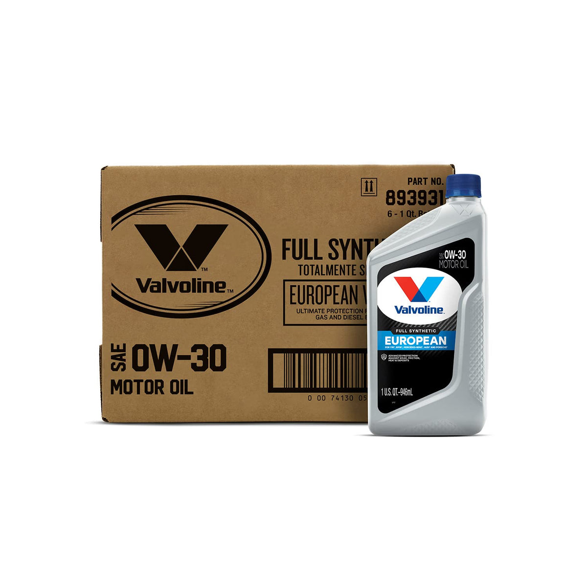 Valvoline European Vehicle Full Synthetic Sae 0W-30 Motor Oil 1 Qt, Case Of 6