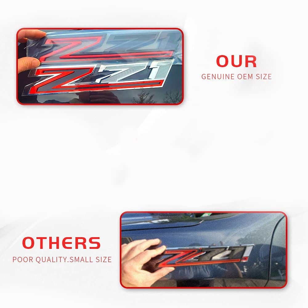 2Pack 2019-2024 Oem Z71 Emblems Side Decals Badges Compatible With Silverado Z71 Parts 84632695 (Black Red)