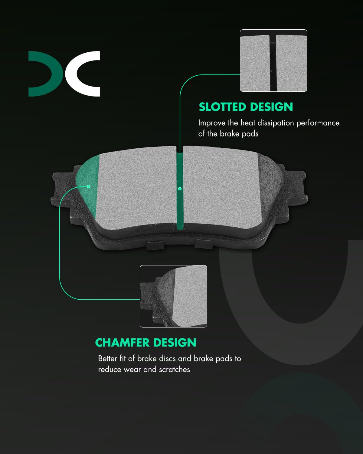 Scitoo Rear Disc Brake Pad Set 4Pcs W/Hardware Fit For Nissan For Altima 2019