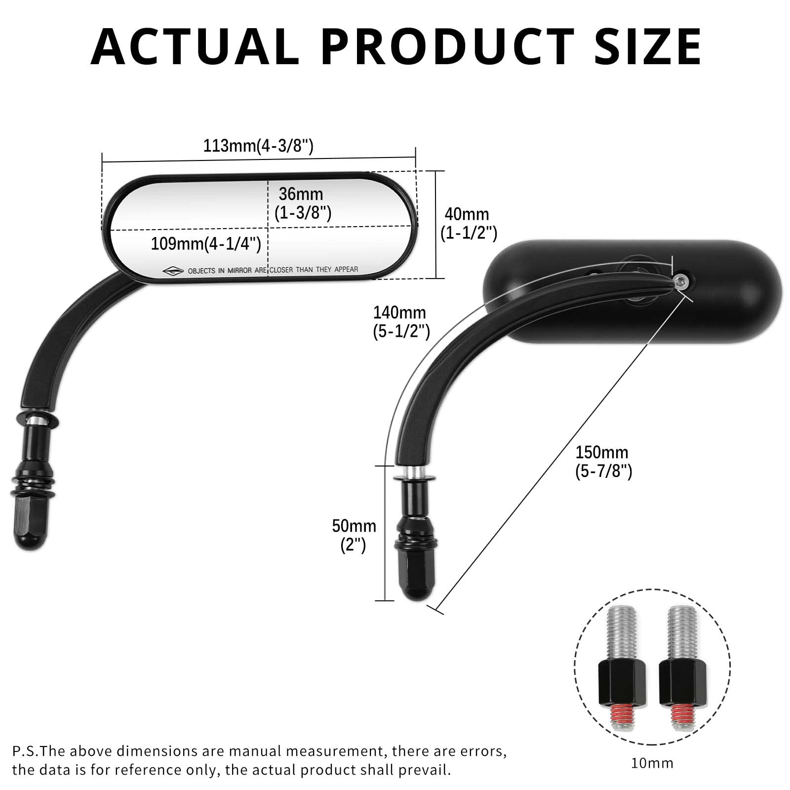 8Mm 10Mm Motorcycle Mini Black Sportster Mirrors Compatible With Honda Suzuki Harley Road King Street Electra Glide Road Glide D