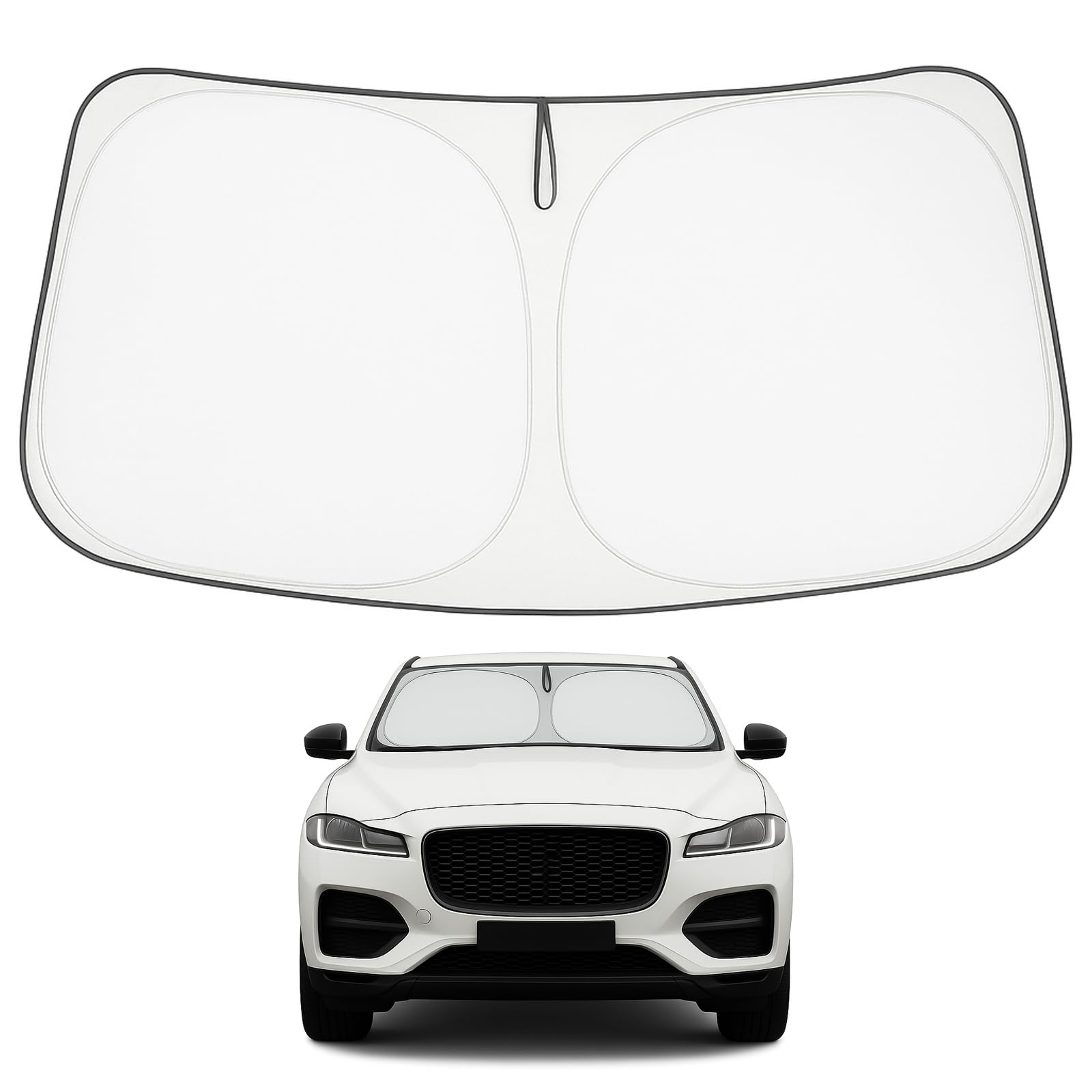 Proadsy Foldable Sun Shade for Jaguar F-Pace 2016-2025, Custom Fit Windshield Protector, White SUV Accessories