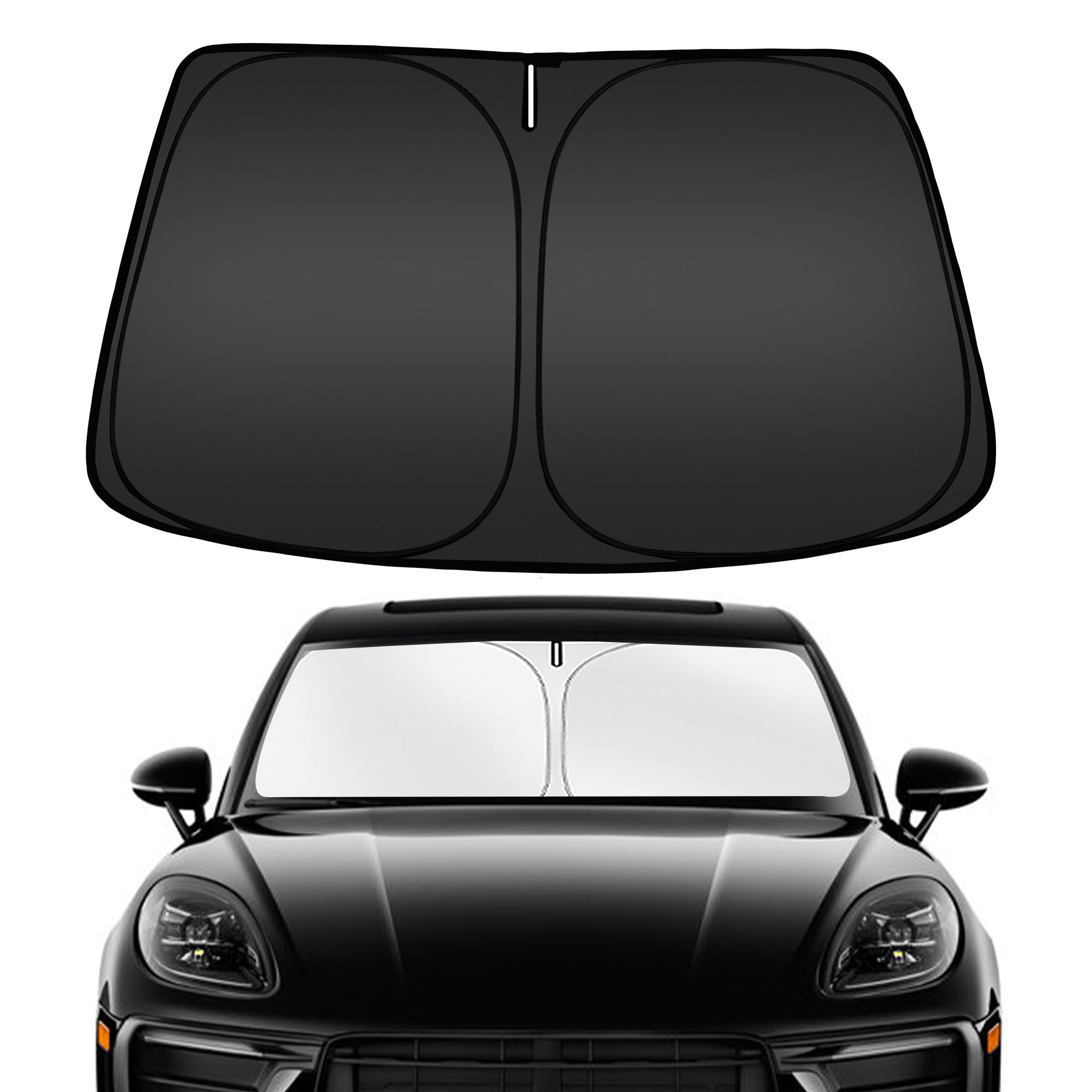 Arismotor Windshield Sun Shade For Porsche Macan 2014-2025, Custom Fit Foldable Front Window Sunshade Sun Visor Protector, Block
