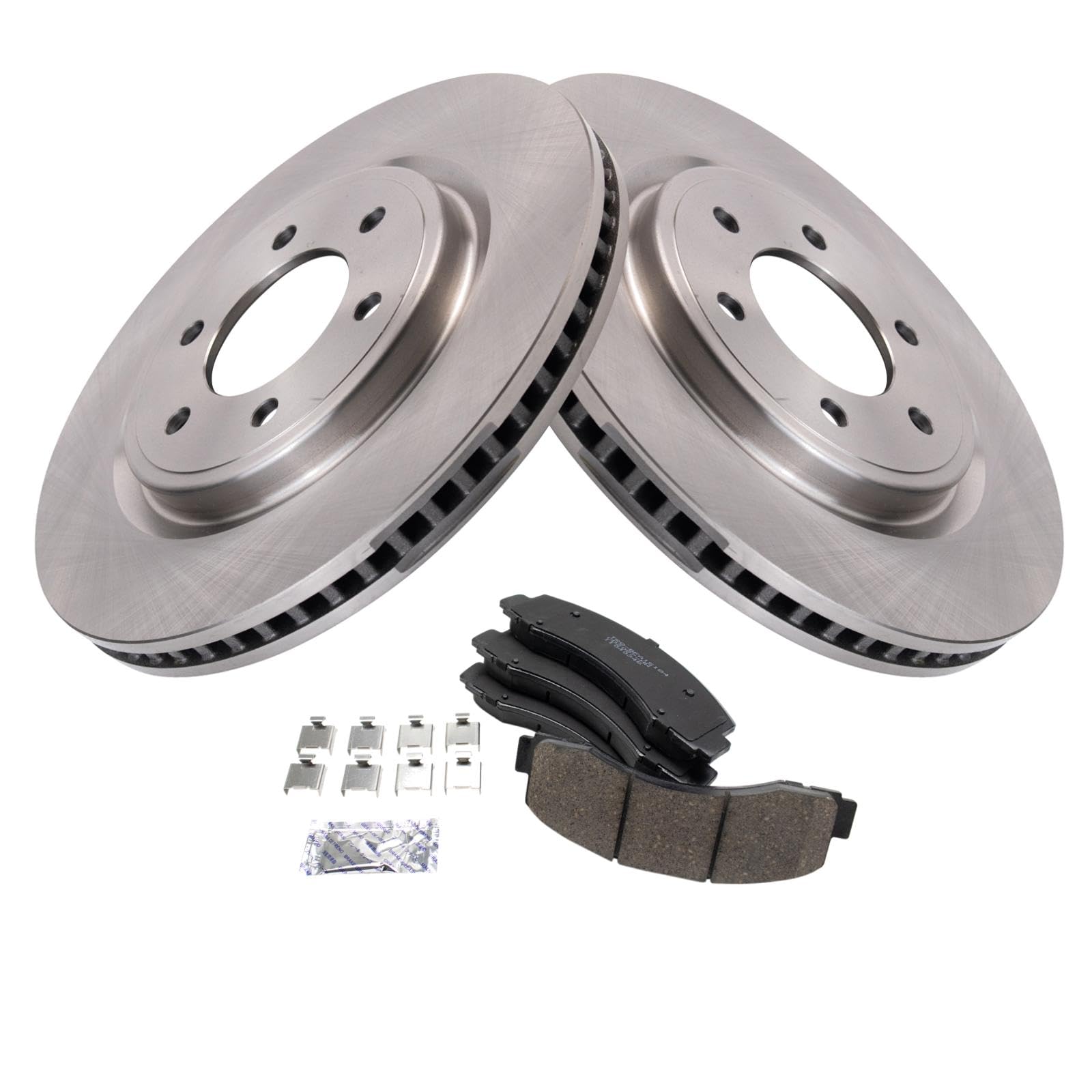 Trq Front Brake Pad & Rotor Kit Brake Pads Brake Rotor Ceramic Compatible With 2022 Lincoln Navigator
