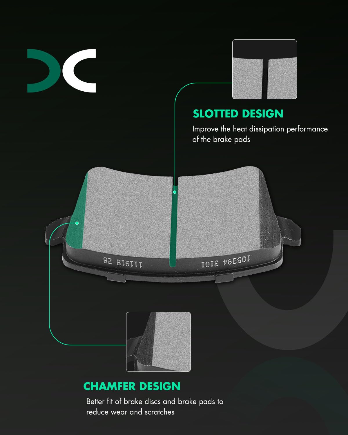 Scitoo D1386 Rear Semi-Metal Brake Pads Sets Fit For Audi A4 / A4 Quattro / A5 / A5 Quattro/Allroad / Q5 / S4 / S5