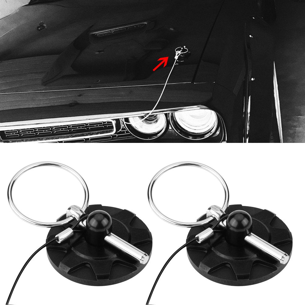Estink Hood Lock, 2Pcs Universal Cnc Aluminum Car Vehicle Racing Bonnet Hood Pin Lock Latches Lock Appearance Kit Car Modified Accessory Hood Pin Lock Kit (Black)