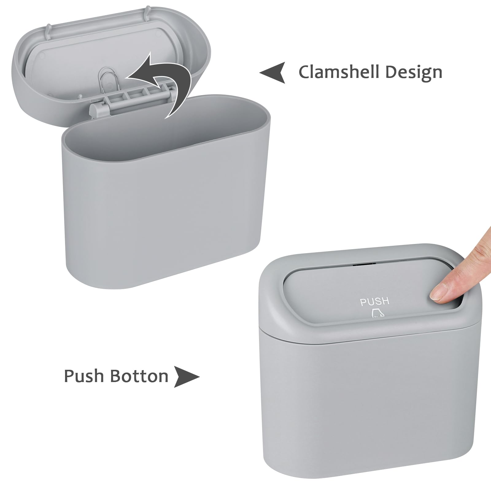 Accmor Car Trash Can, Portable Vehicle Trash Bin With Lid, Mini Car Dustbin Garbage Organizer Holder With One Roll Trash Bag, Le