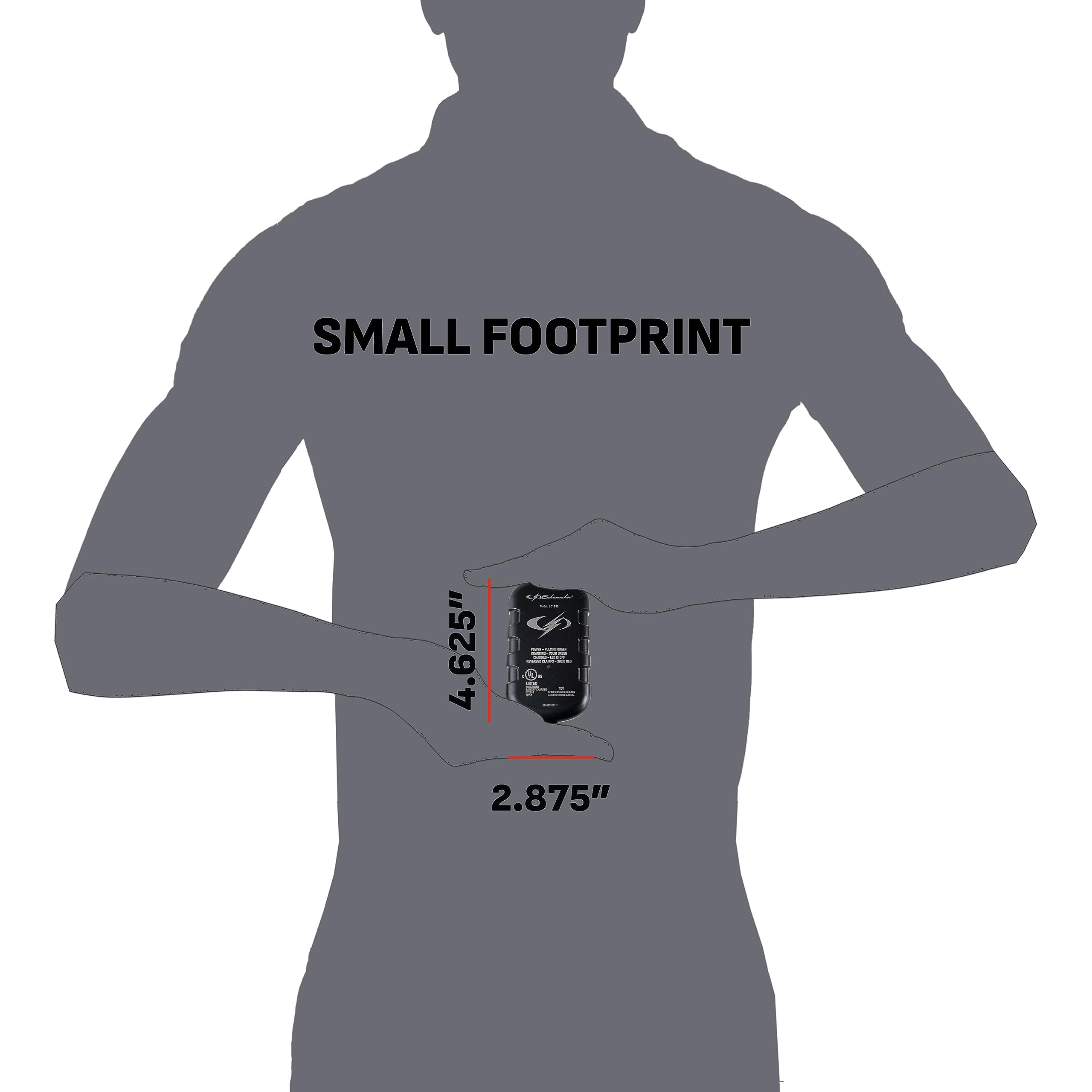 Schumacher Electric SC1299 Fully Automatic Automotive Battery Maintainer for Motorcycle, Power Sport, Car, and Boat Batteries, 0.8 Amps, 12 Volt, Black, 1 Unit