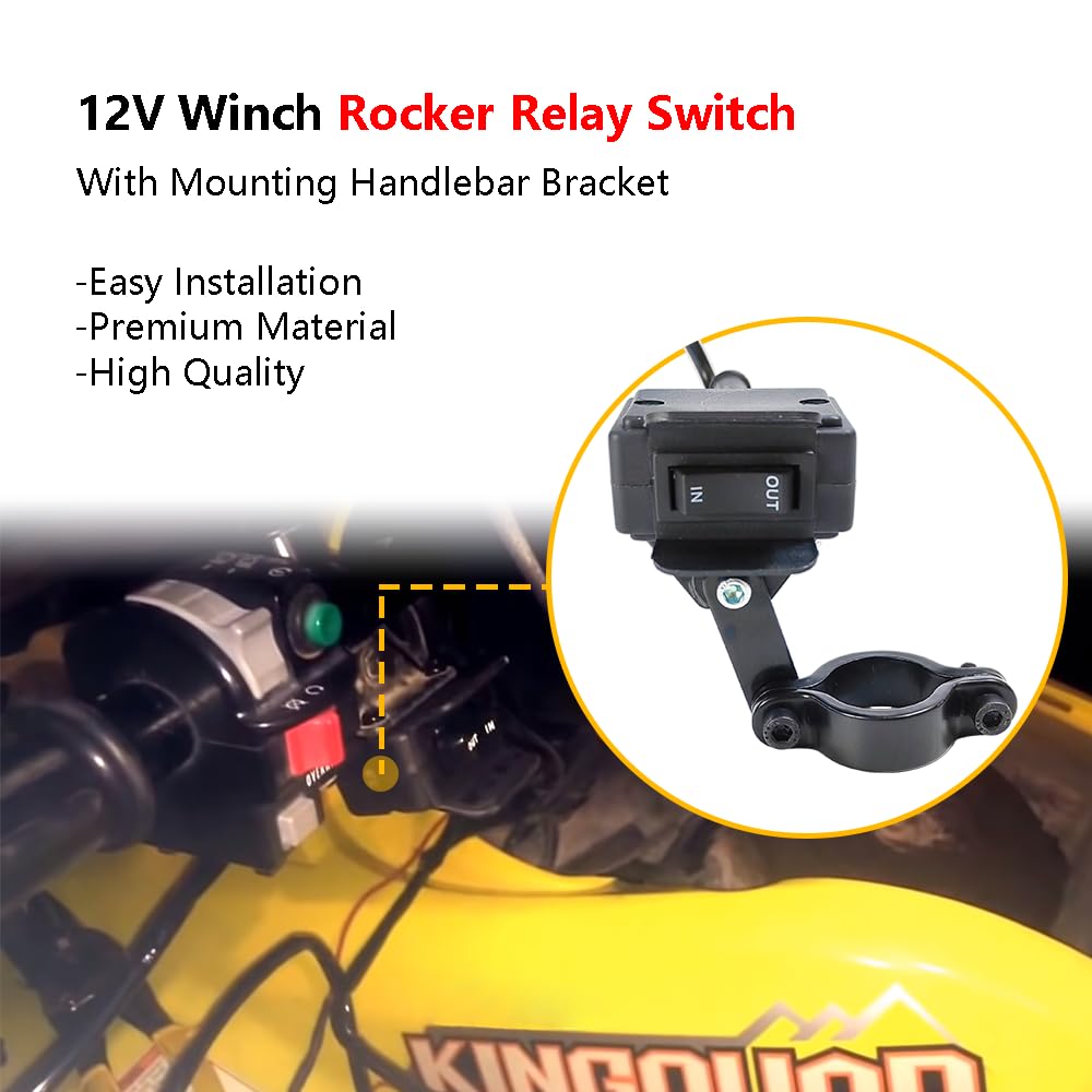12V Toggle Winch Rocker Thumb Switch with Handlebar Control Line Mounting Bracket Kit Winch Switch for ATV UTV | Fits for Polari