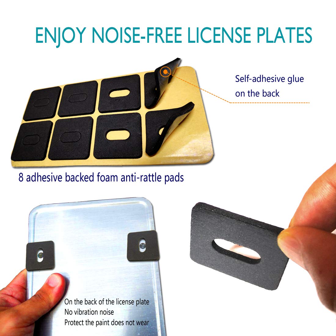 Aootf Carbon Fiber License Plate Frames-Metal Aluminum Plate Frames Front & Rear 2Pcs 4 Holes Black Car Tag Covers Holders With Stainless Steel Screw Caps