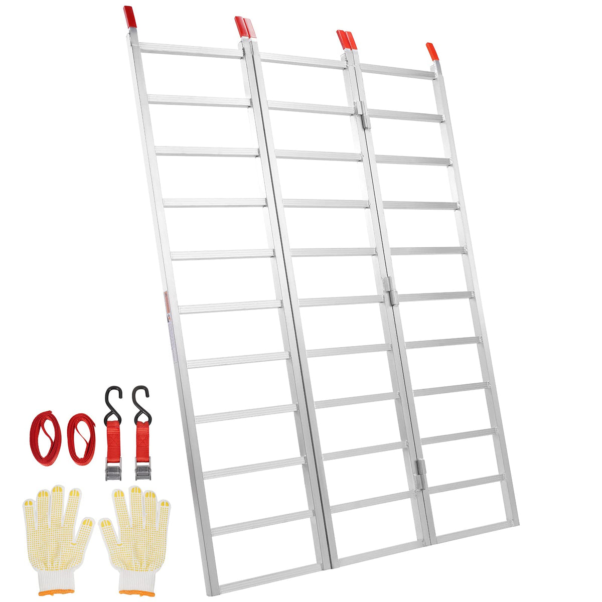 VEVOR Aluminum Ramps, 1500 lbs, Folding Loading Ramp with Load Straps, Tri-Fold Ramp for Motorcycles,UTVs, ATVs, Trucks, Lawnmow