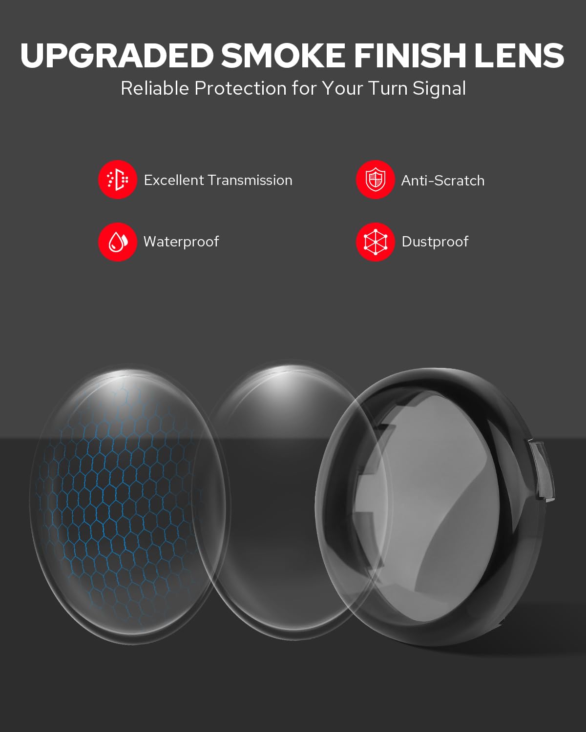 Benlari 2inch Turn Signals, 48LEDs Front Rear 1157 Turn Signals with 4 Smoked Lens Cover Fit for Harley Touring Street Glide Roa