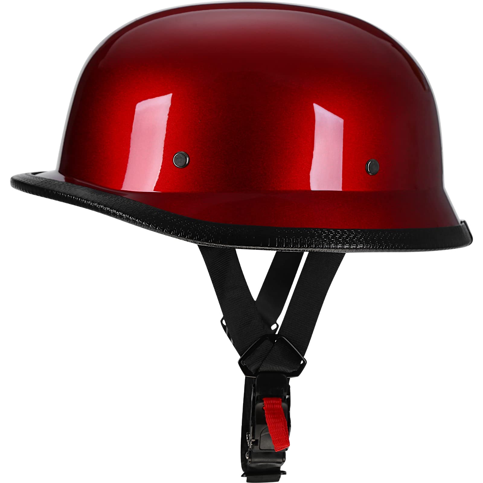 Yesmotor Helmet Half Shell German Motorcycle Helmet With Cycling Glasses - Dot Approved (Large, Red & Black Goggles)