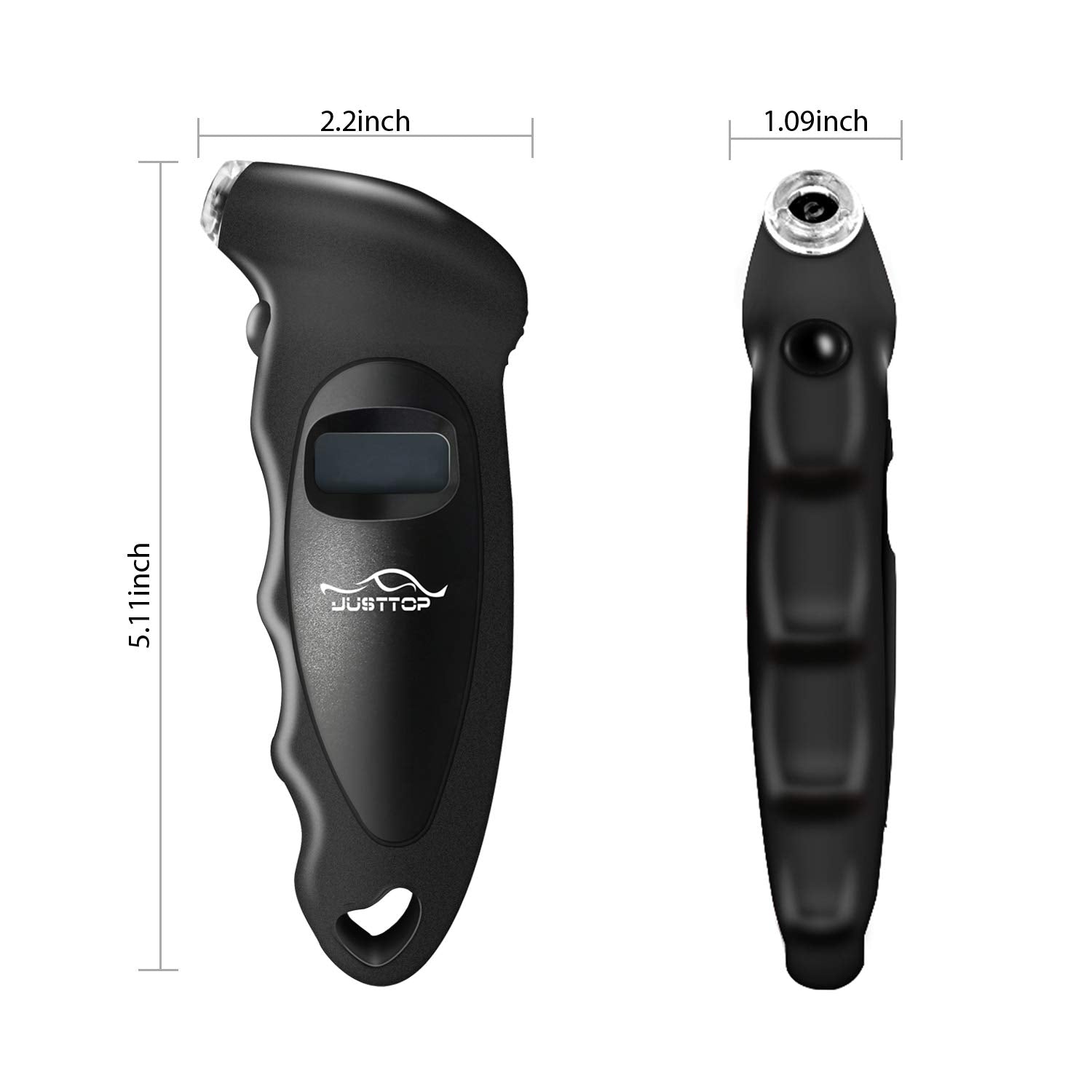 Justtop 2 Pack Digital Tire Pressure Gauge, 150Psi 4 Setting For Cars, Trucks And Bicycles, Backlit Lcd And Anti-Skid Grip For Easy And Accurate Reading(Black)