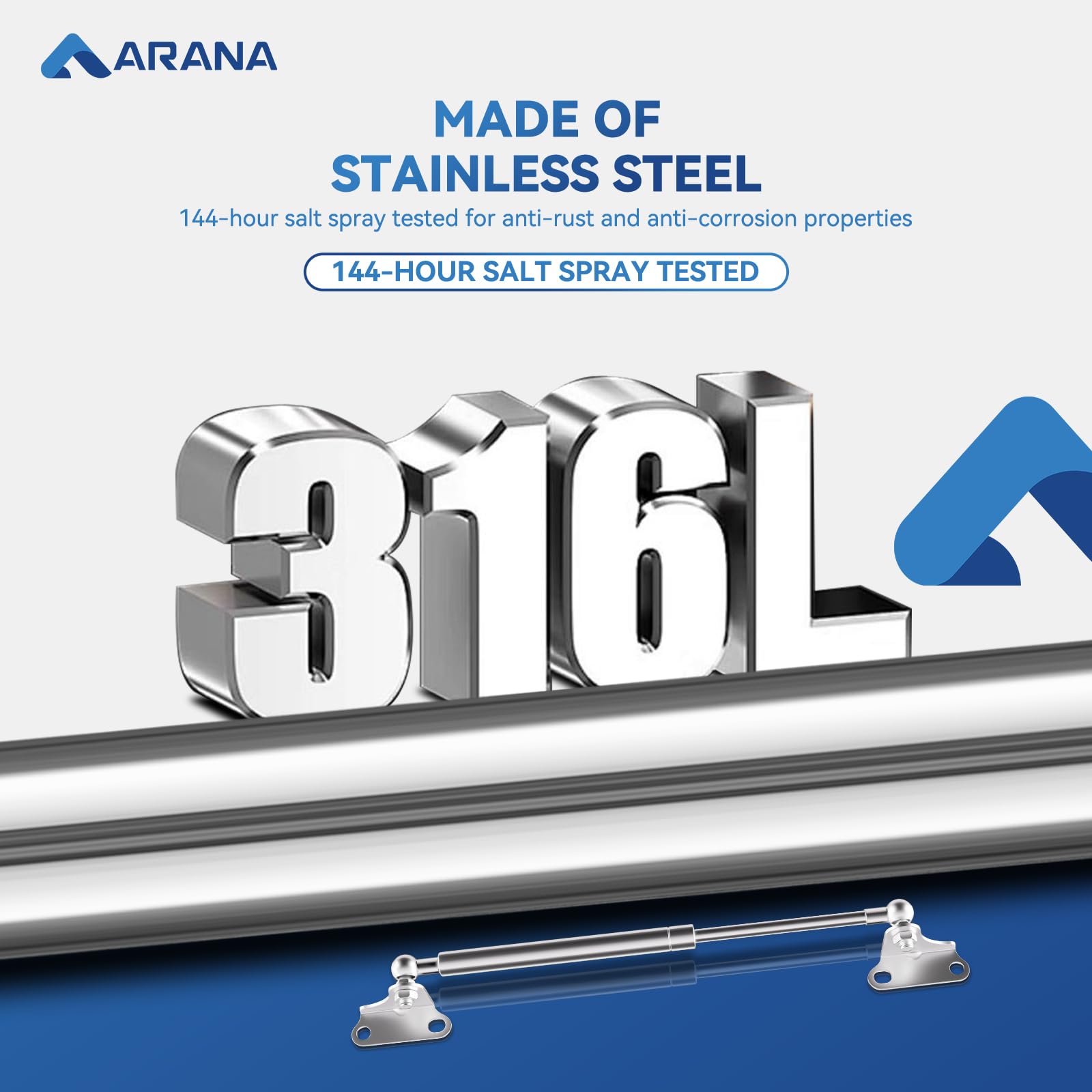 Arana Stainless Gas Struts 15 Inch 67Lbs, Marine Gas Struts 15 Inch 300N With Brackets, Hydraulic Lift Support Hinges For Boat H