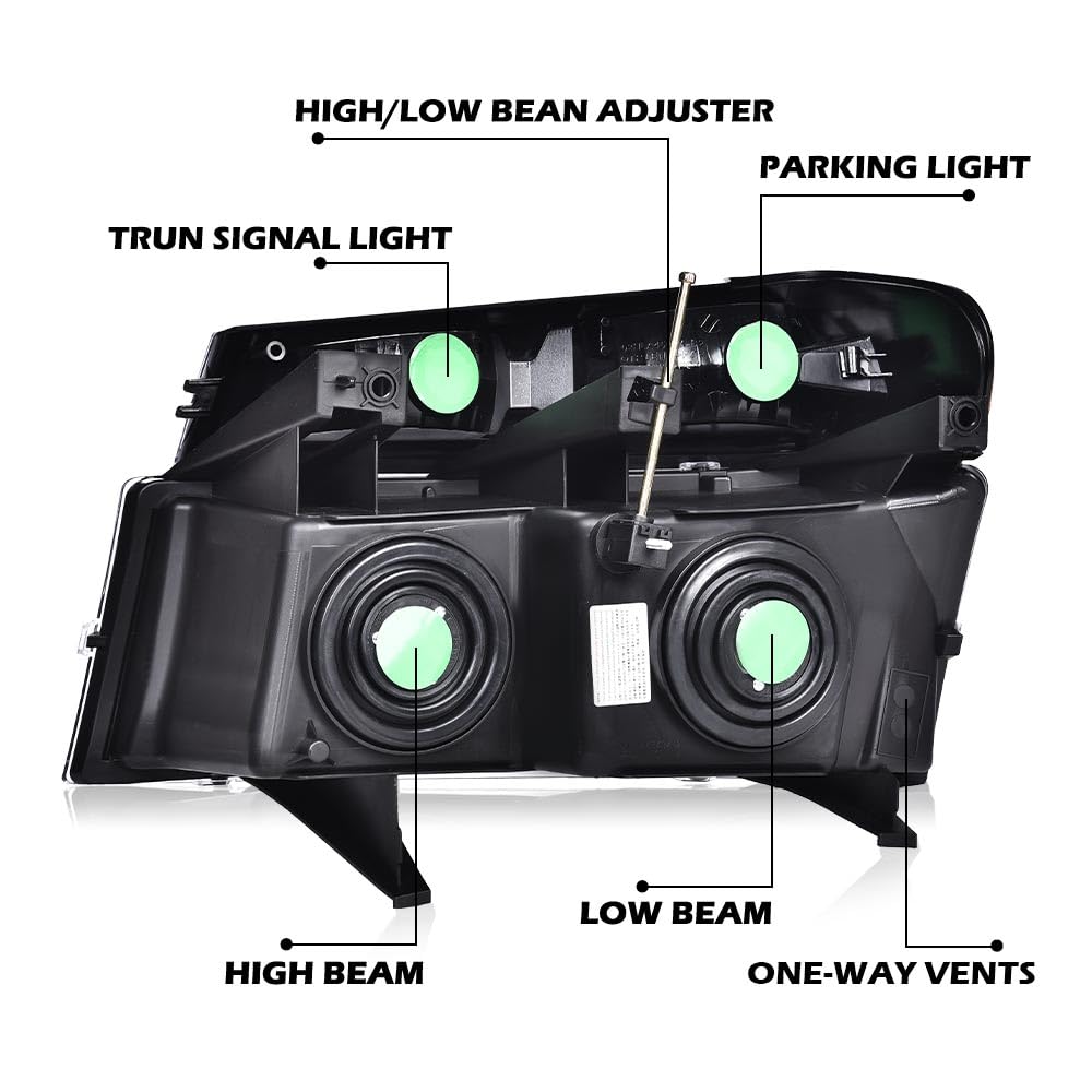 Cheda Headlights Compatible With 2004-2012 Gmc Canyon/Chevy Colorado Headlights Assembly Bumper Lights 4Pcs(Clear Lens Chrome Ho