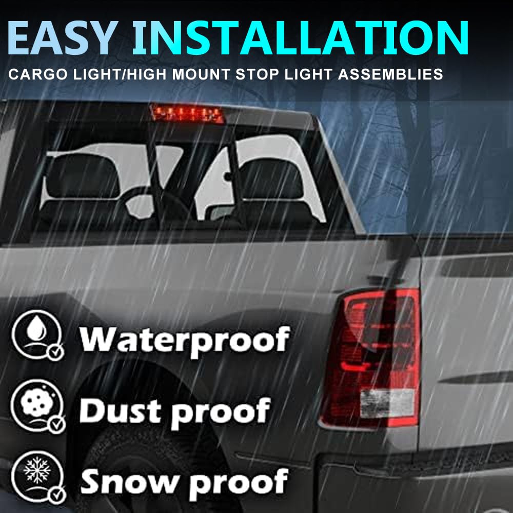 Cheda Third 3D Brake Lights, Compatible With Red Lens Clear Housing, Chrome Lens Clear Housing Led Bar Tail Cargo Lamp, At-Led-3