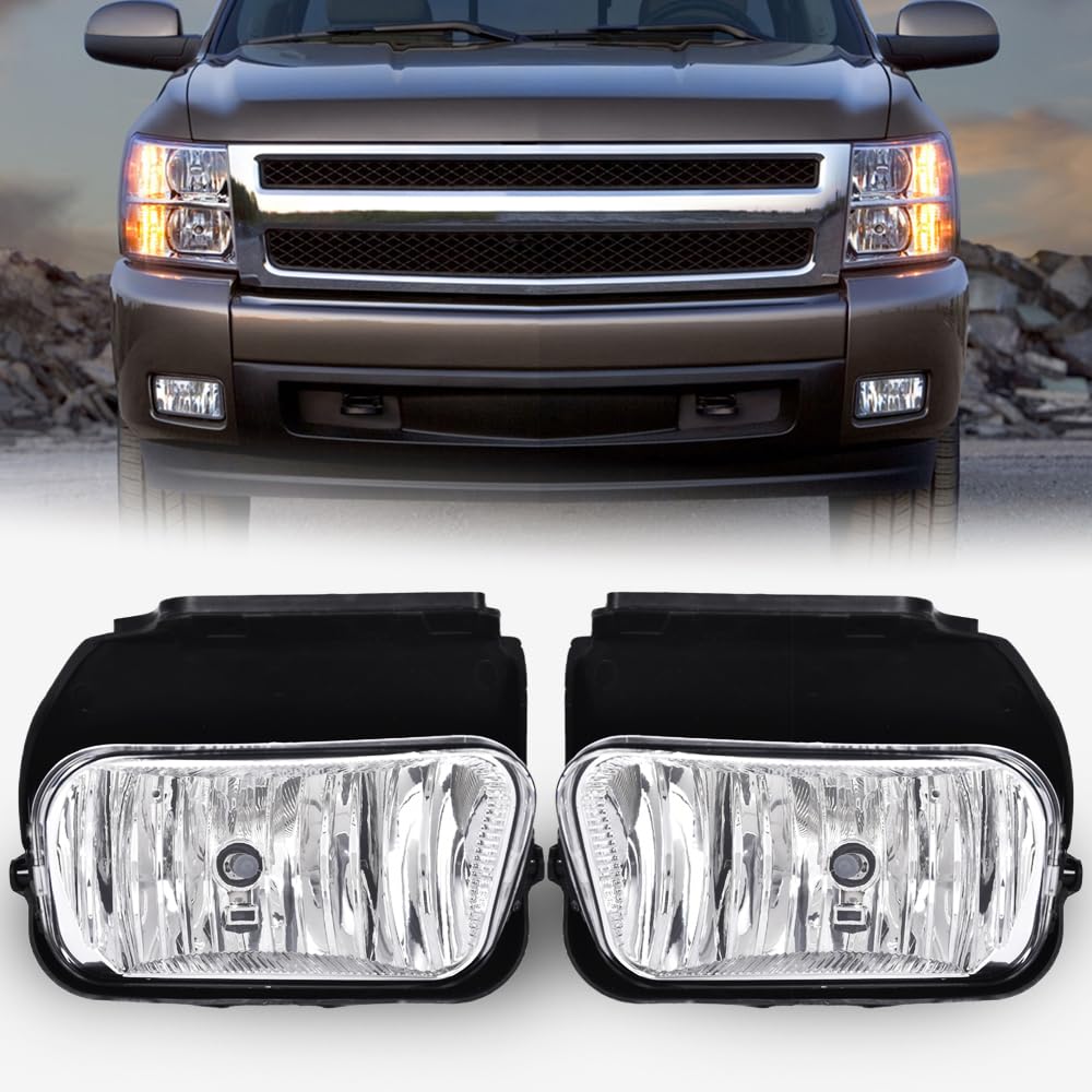 Pit66 Left/Right Fog Lights, Compatible With 03-06 Chevy Silverado 1500 2500 3500 Hd Models/03-06 Avalanche 1500 2500(Fit No Cla