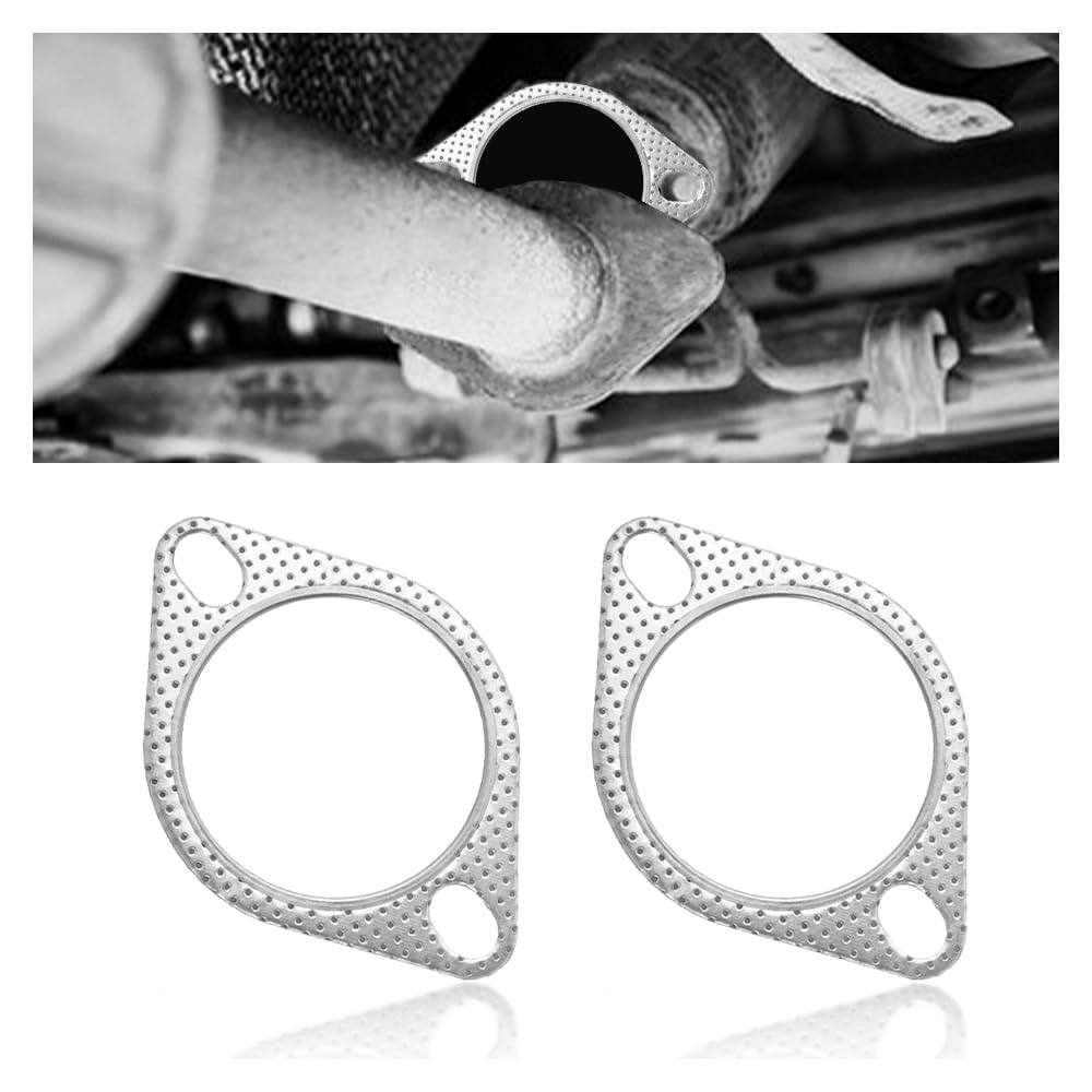 2PCS Car Exhaust Gasket,2.75'' 2-Bolt Exhaust Flange Gasket Car Accessories,Professional Exhaust Manifold Gasket Made of High Te
