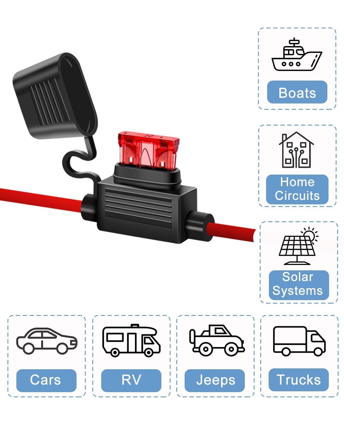 6 Pack 16Awg Inline Fuse Holder - 16 Gauge Automotive Blade Fuse Holder With 6Pcs 10 Amp Atc/Ato Standard Fuses
