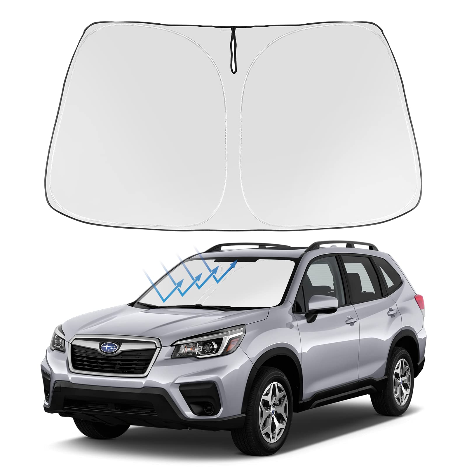 Proadsy Windshield Sun Shade Custom Fit 2019-2024 2025 Subaru Forester Suv, Crossover, Base, Premium, Sport, Limited Accessories Foldable Front Sunshade Protector Blocks Uv Rays Keep Car Cooler